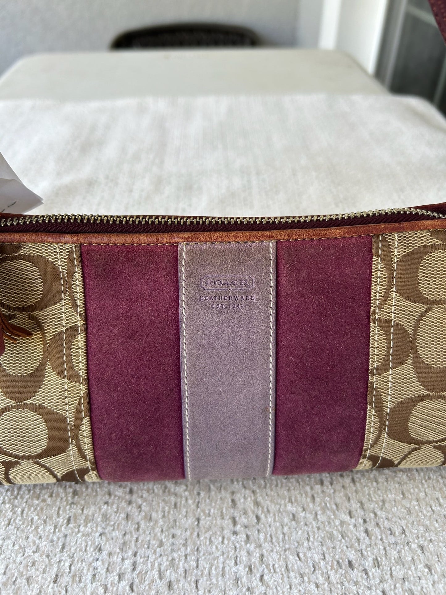 Coach Signature Shoulder Bag - Brown and Purple 8k09