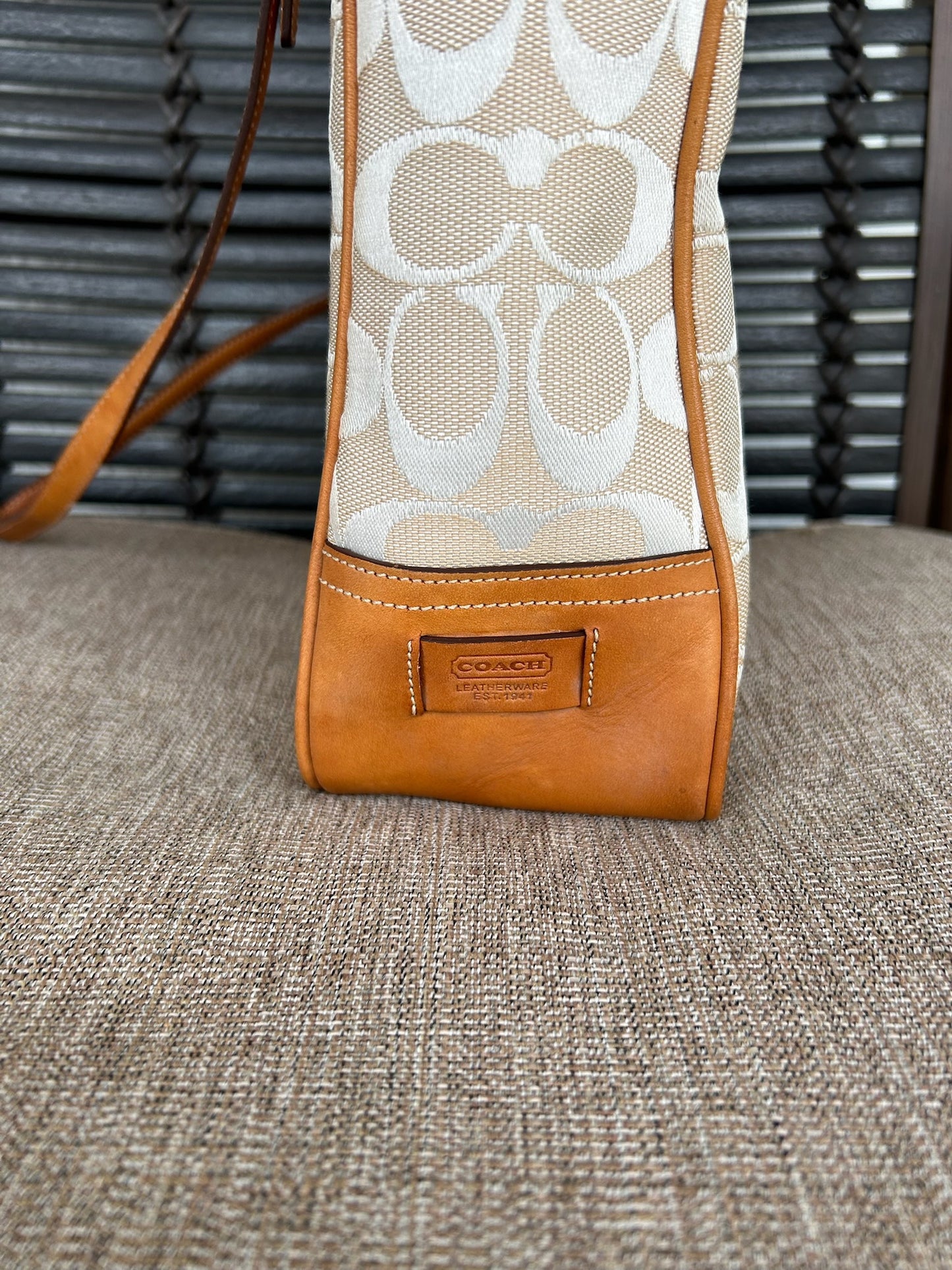 Coach peach and tan CC Signature Tote (style 6090)