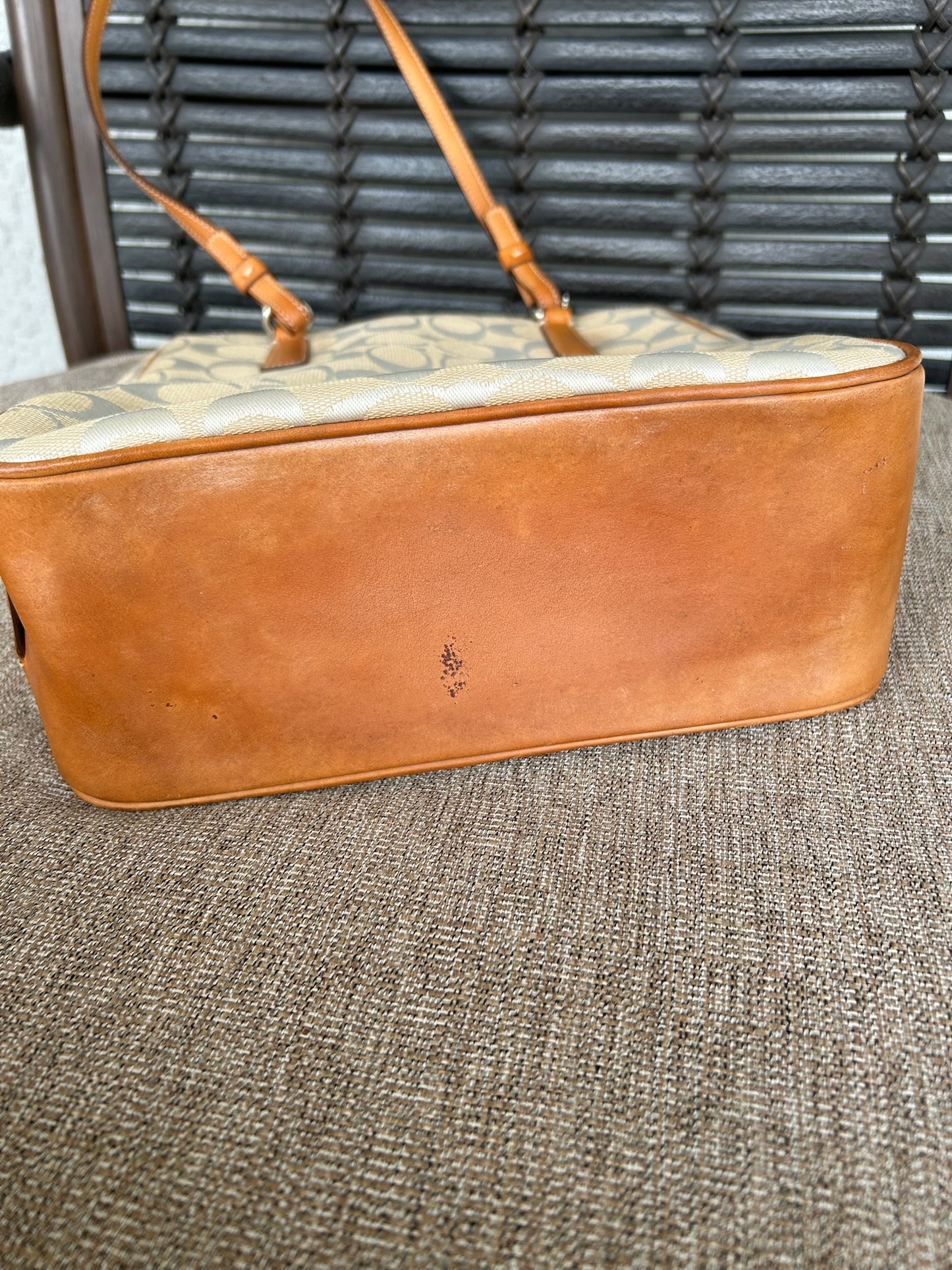 Coach peach and tan CC Signature Tote (style 6090)