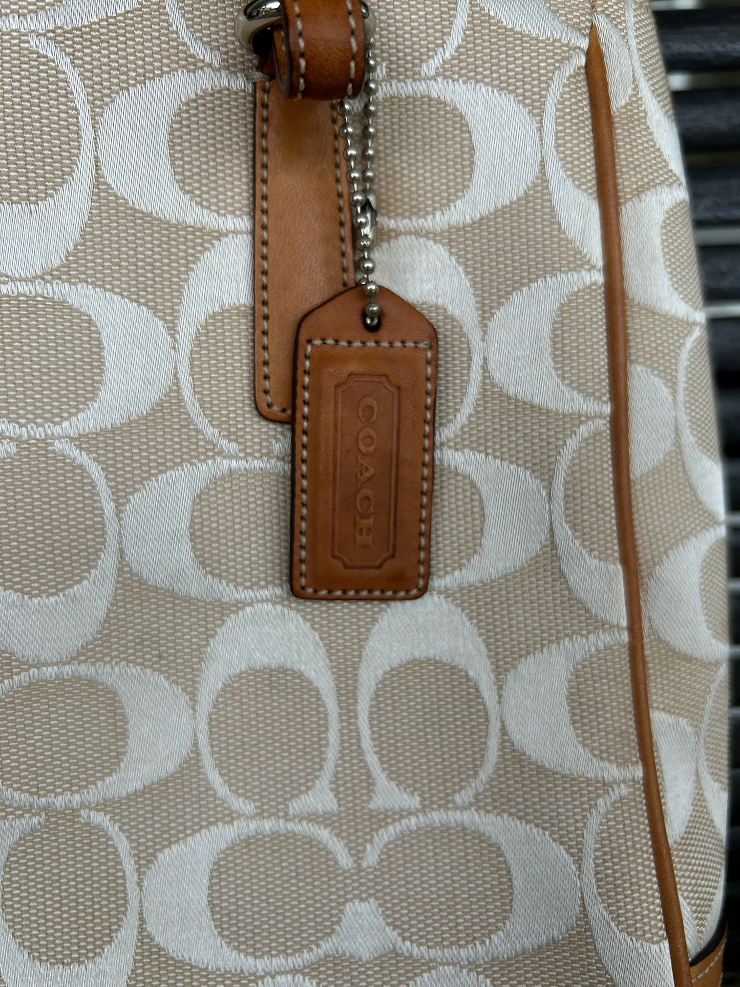Coach peach and tan CC Signature Tote (style 6090)