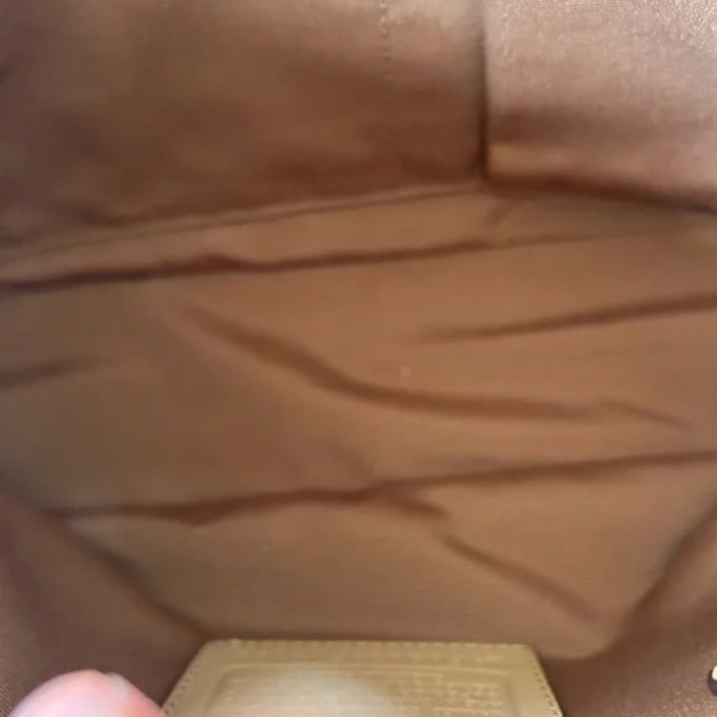 Coach Tan Leather Shoulder Bag with Pleated Design