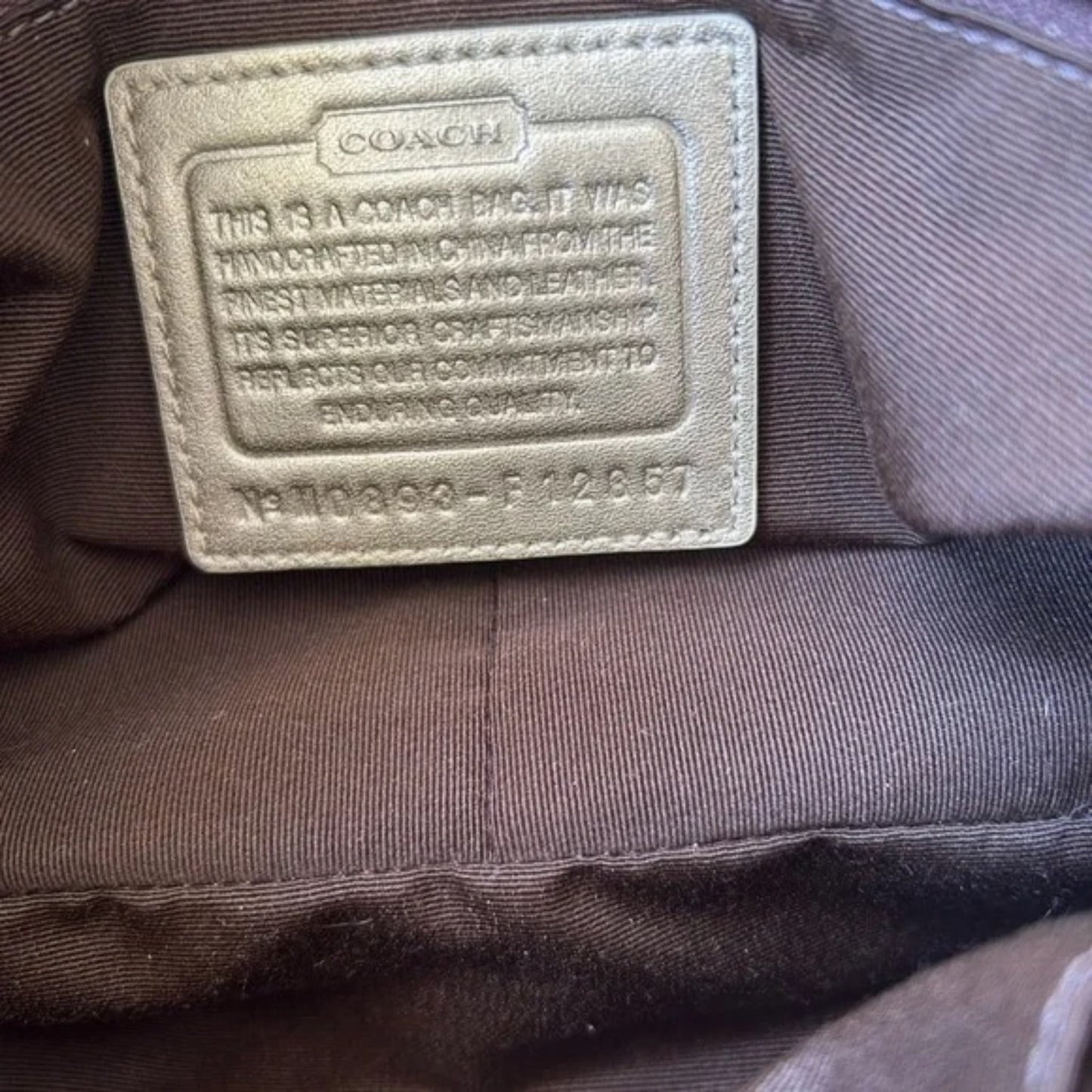 Coach Brown and Tan Monogram Shoulder Bag with Gold Hardware