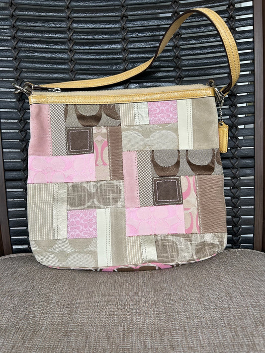 Coach pink patchwork shoulder bag (style F13723)