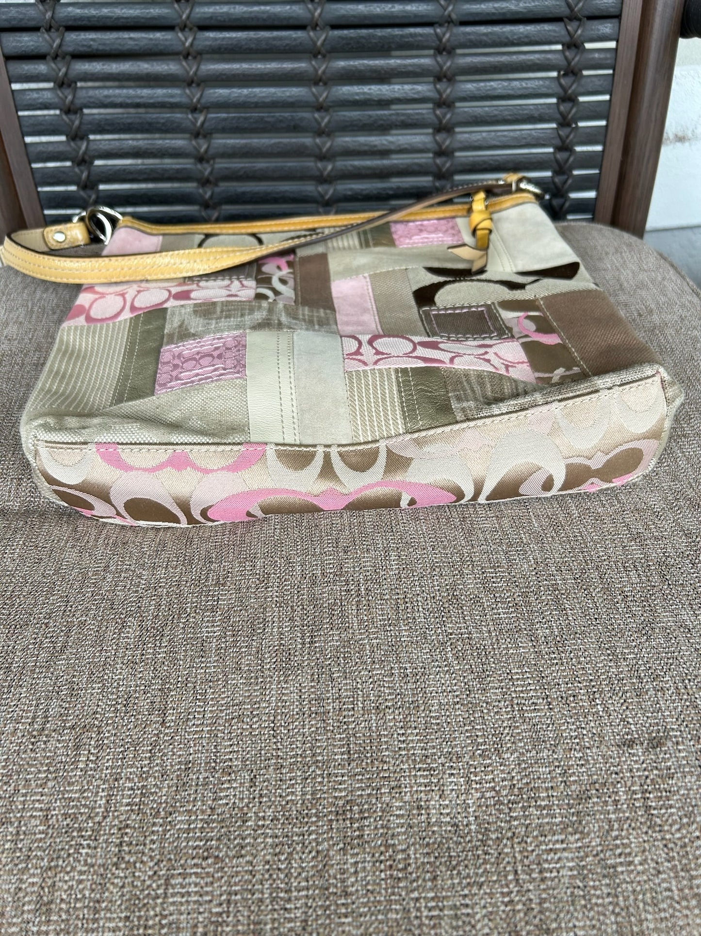 Coach pink patchwork shoulder bag (style F13723)