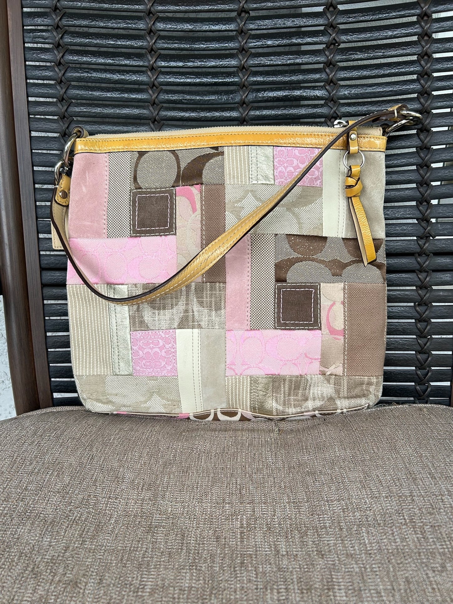 Coach pink patchwork shoulder bag (style F13723)