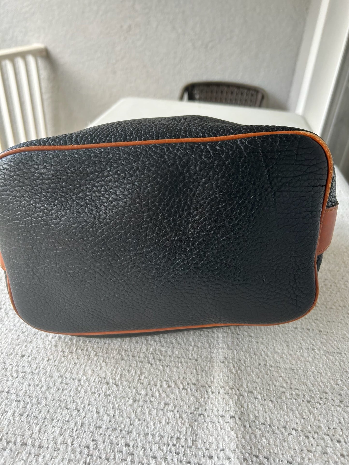 Dooney & Bourke Large Black and Brown Leather Bucket Bag