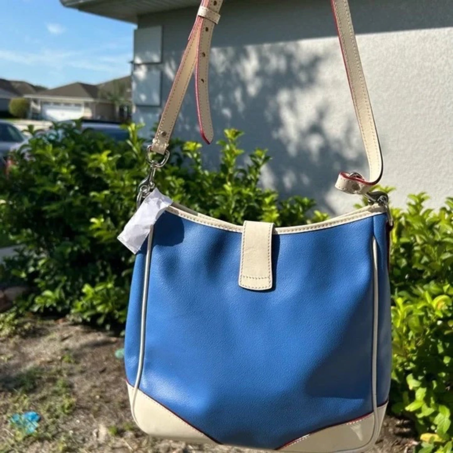 Dooney & Bourke Blue and Cream Shoulder Bag