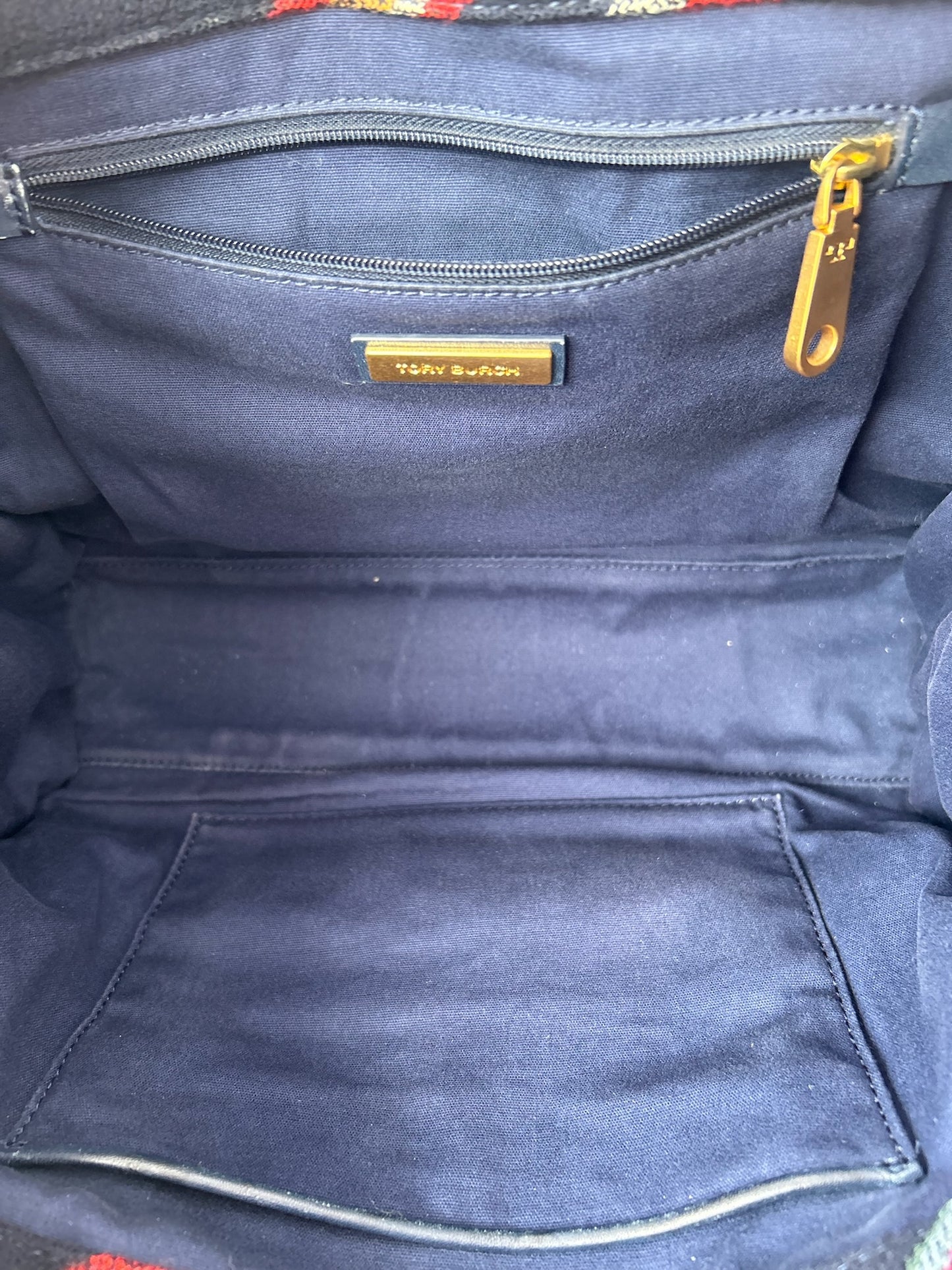 Vintage Tory Burch Ella tote bag wool striped