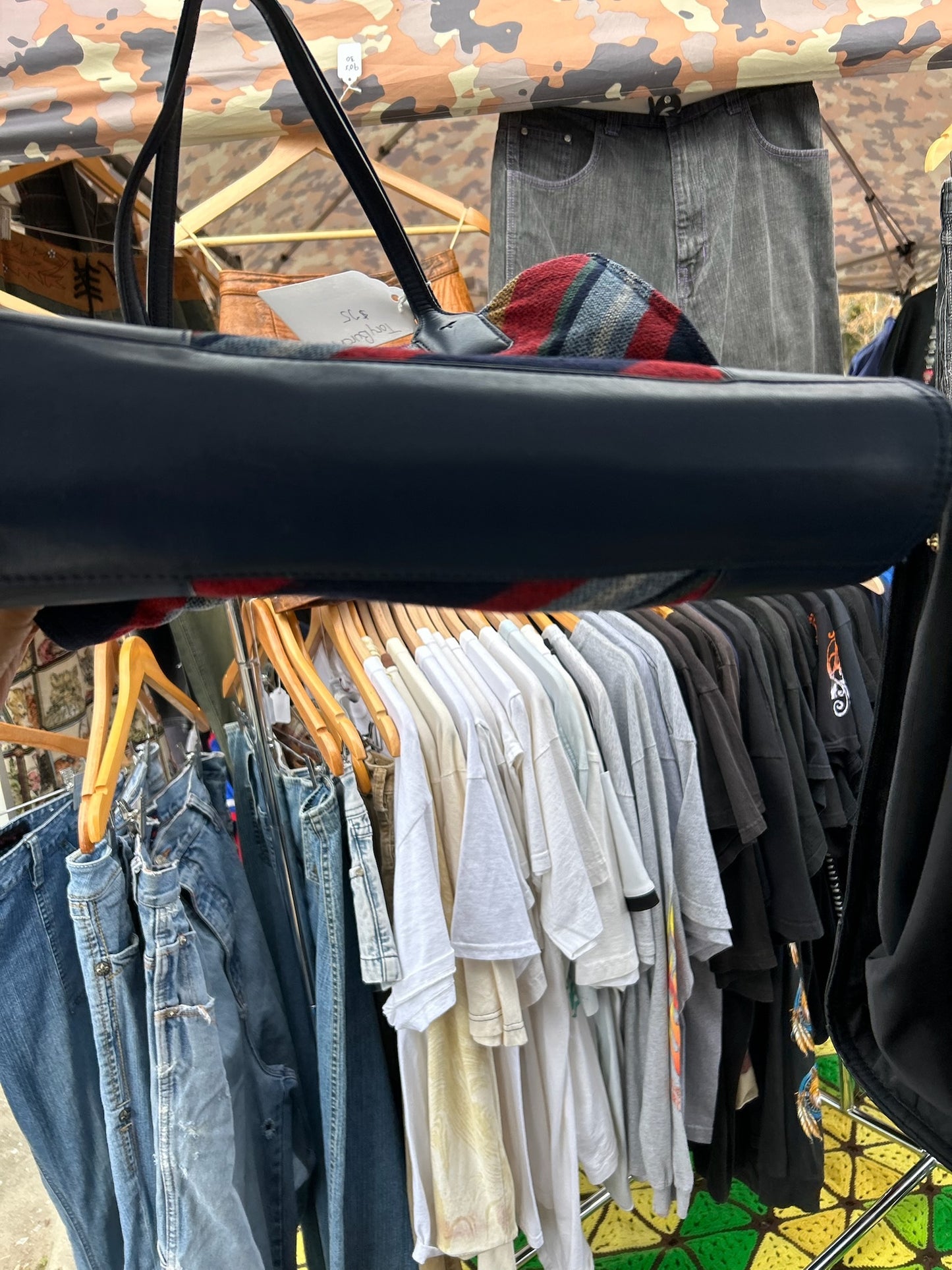 Vintage Tory Burch Ella tote bag wool striped