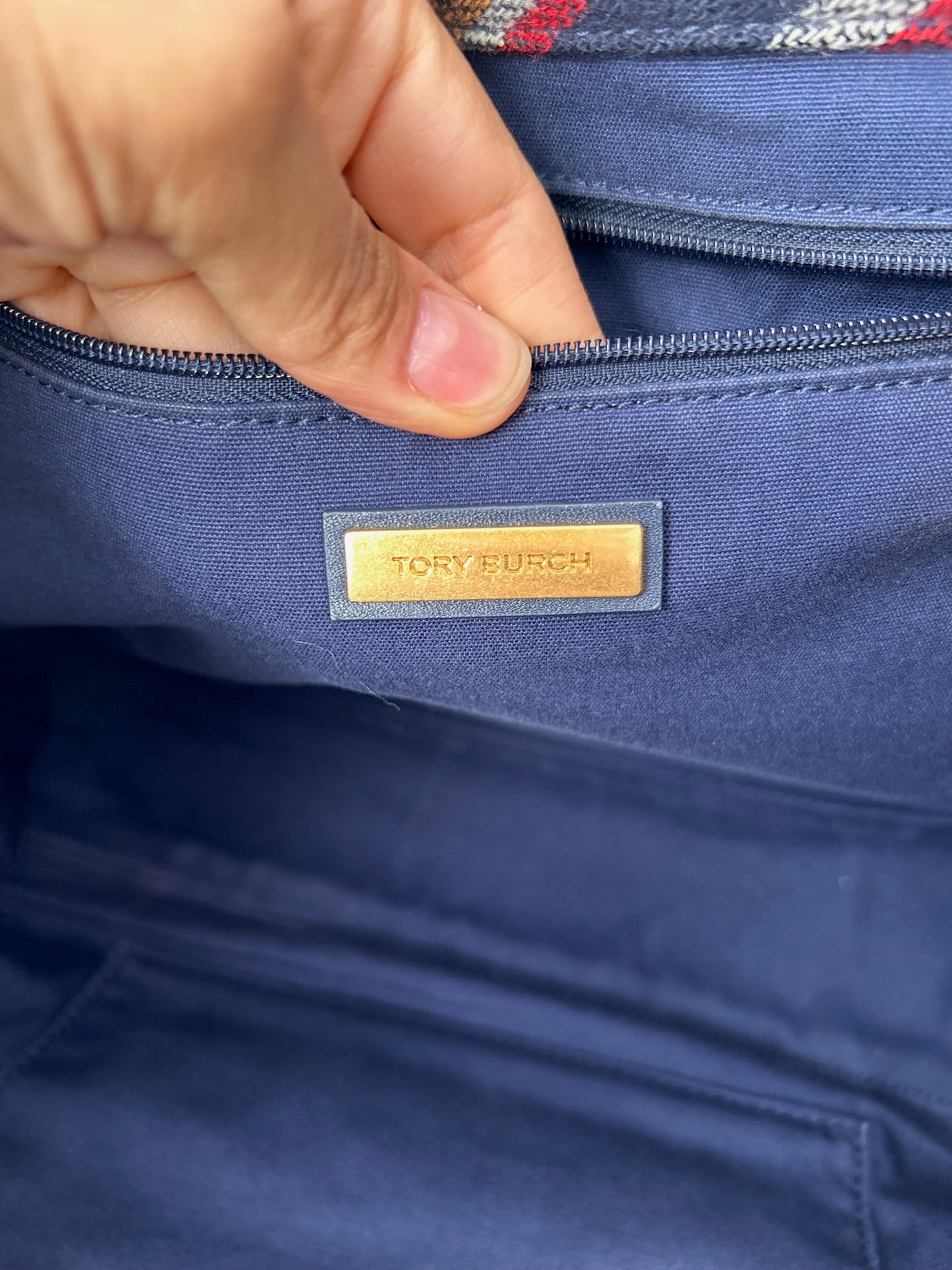 Vintage Tory Burch Ella tote bag wool striped