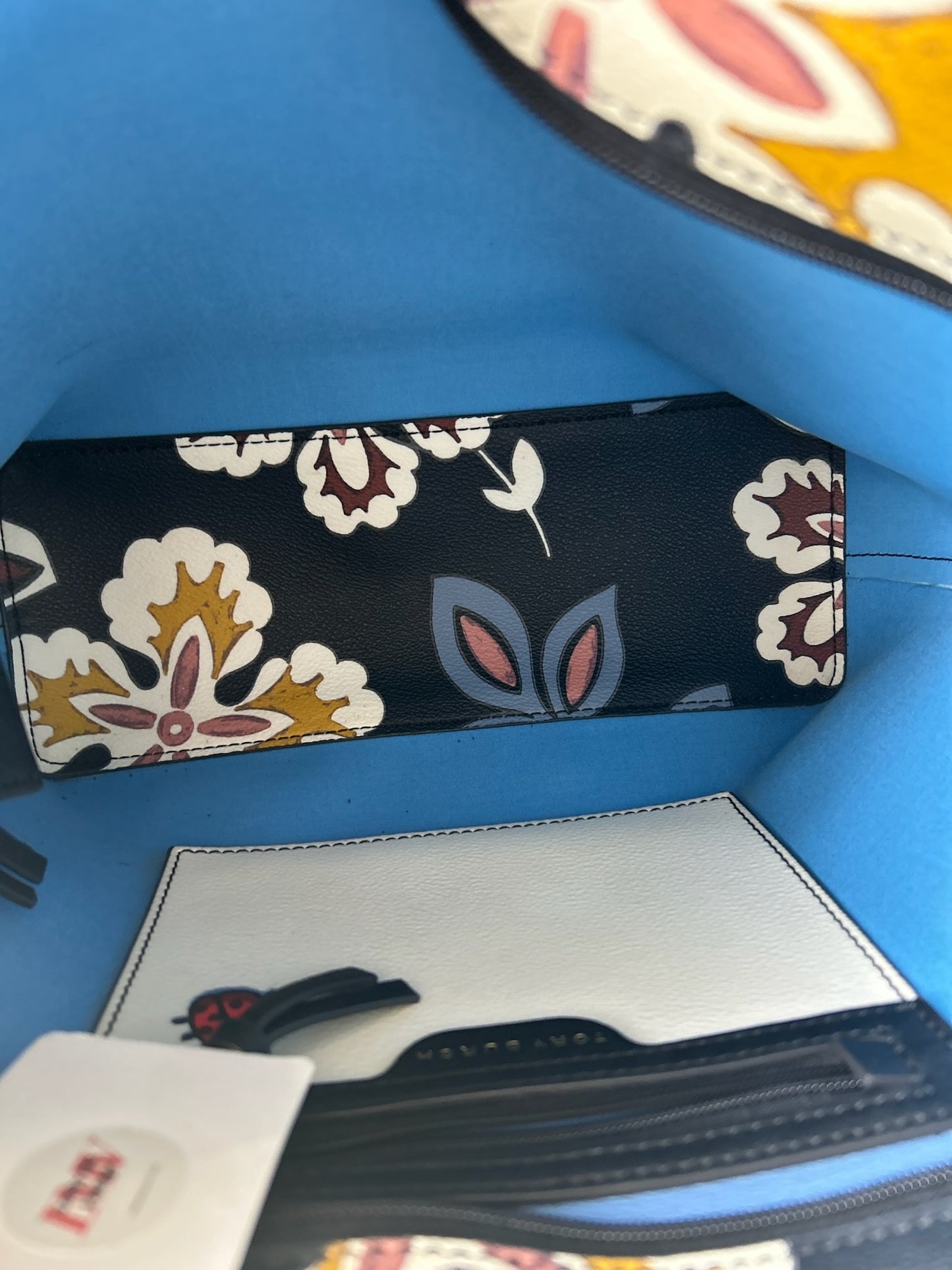 Vintage Tory Burch tote black & blue