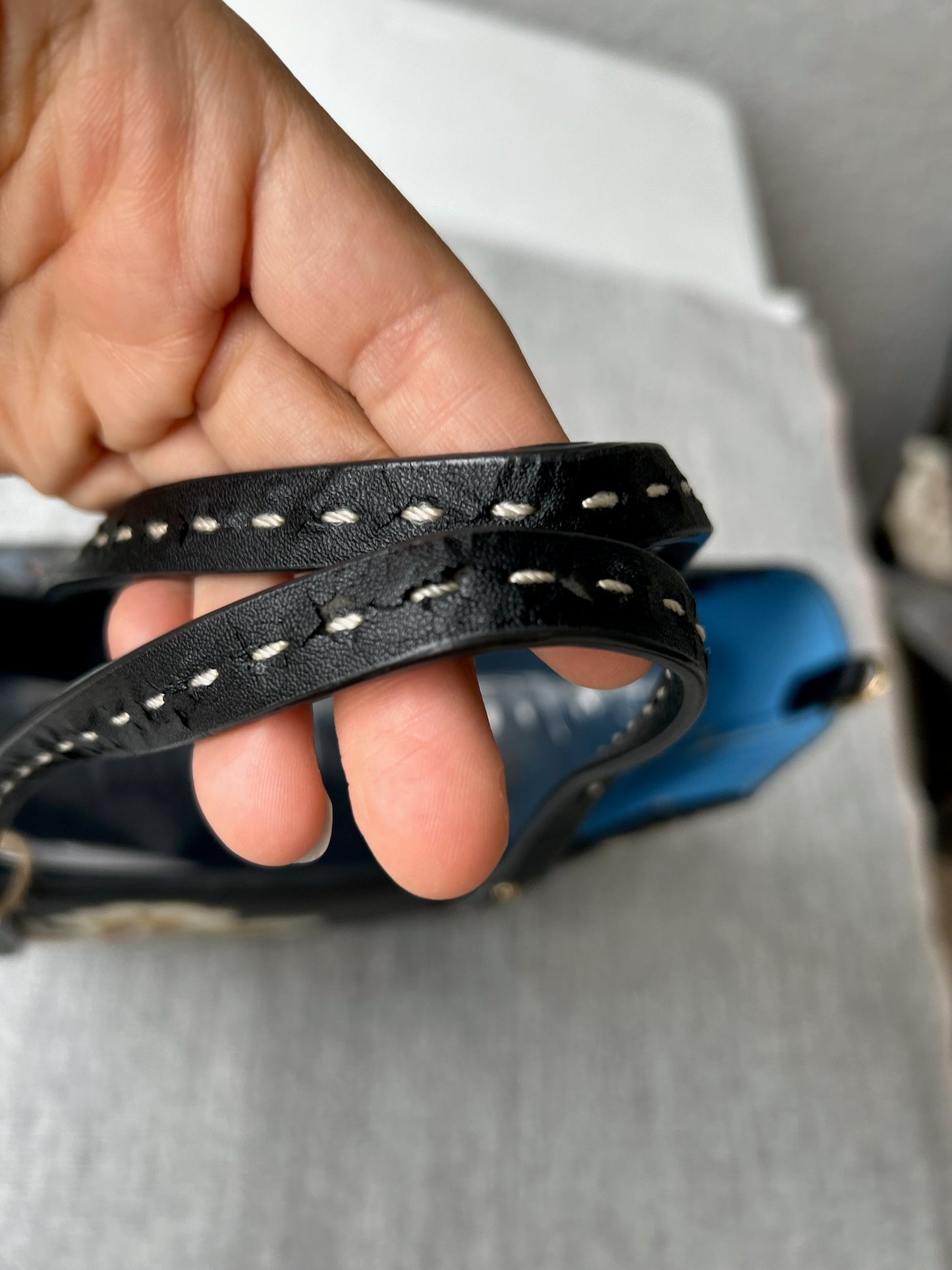 Vintage Tory Burch tote black & blue