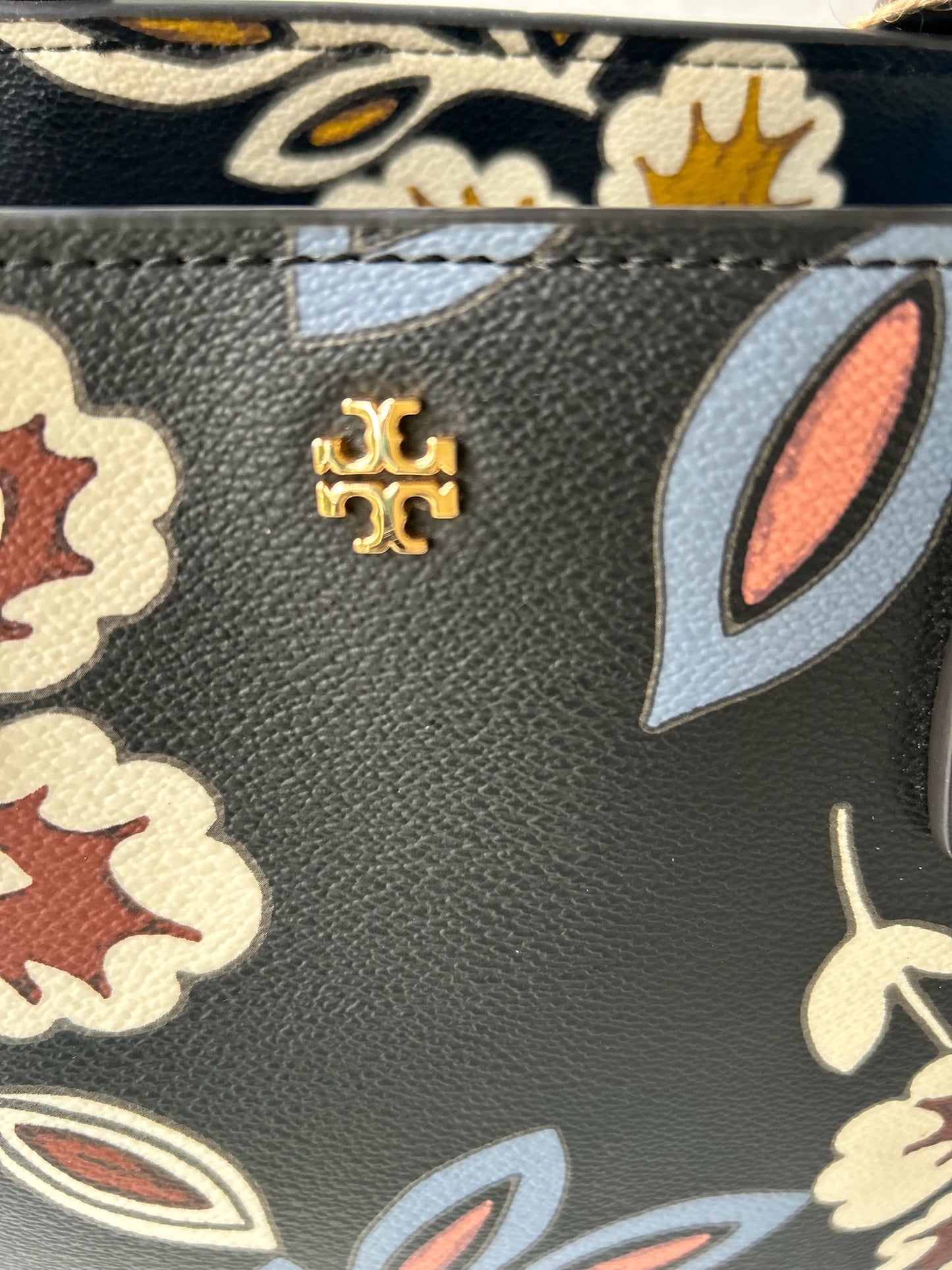 Vintage Tory Burch tote black & blue