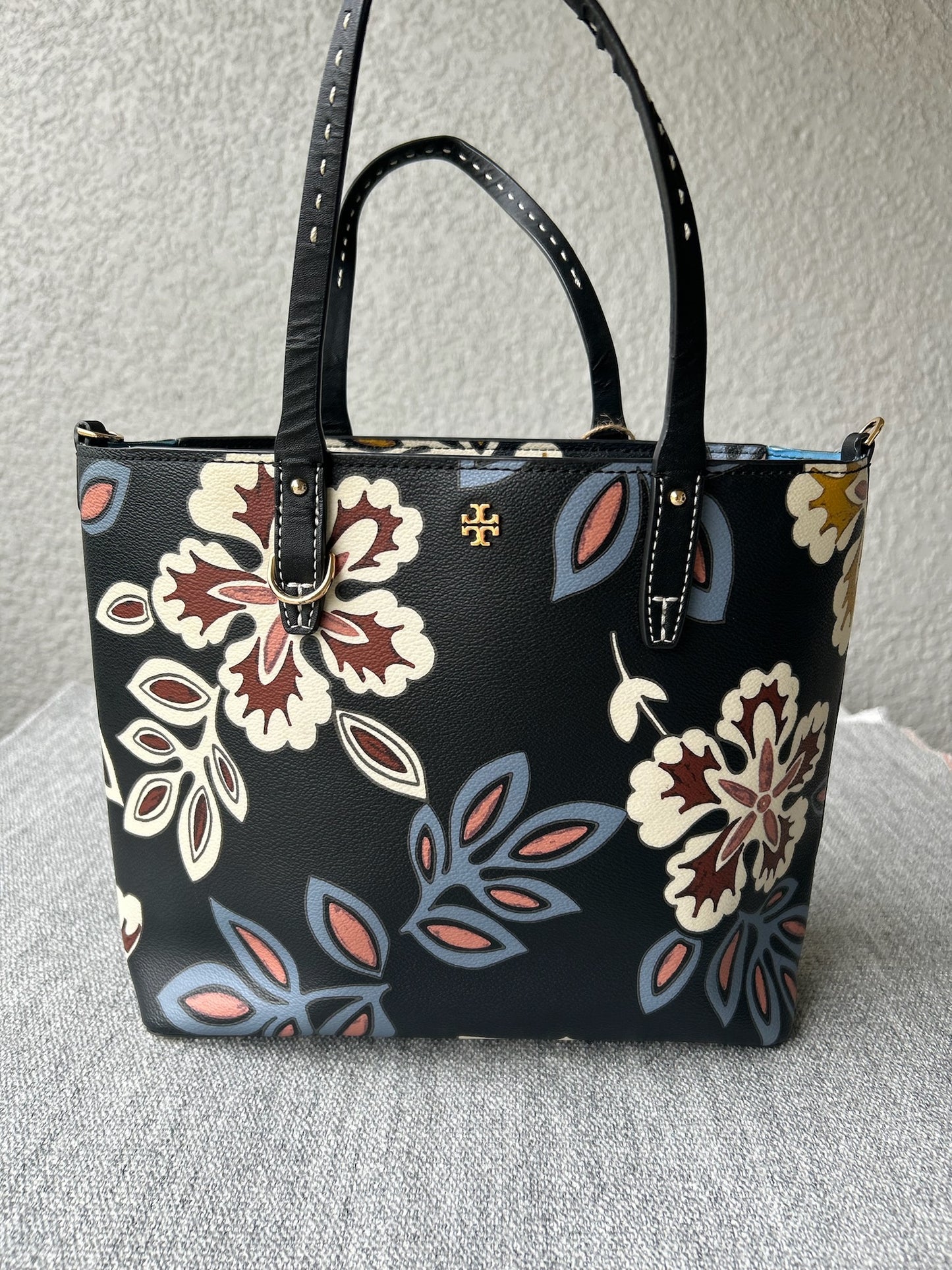 Vintage Tory Burch tote black & blue