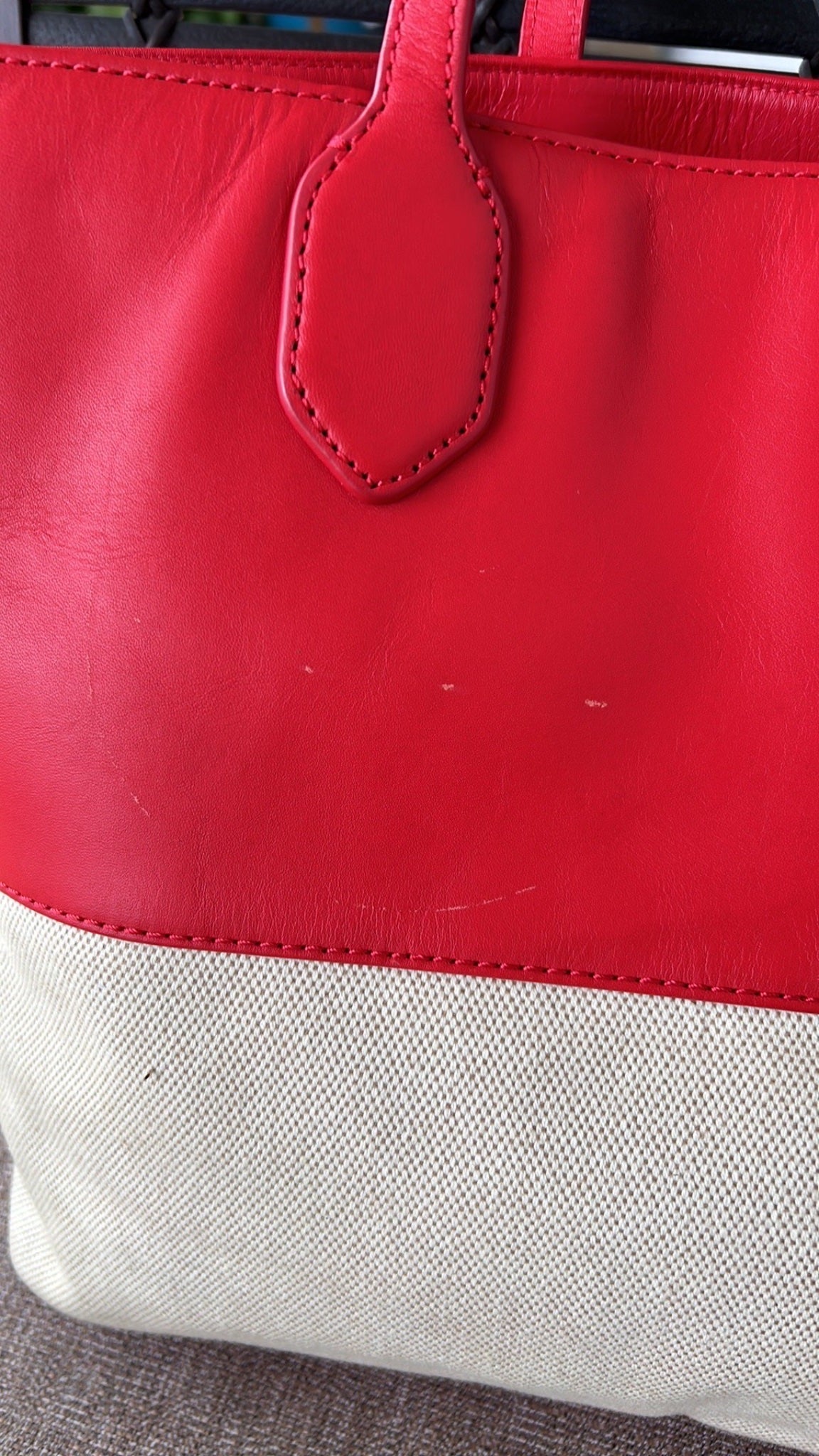 Tory Burch red and cream tote bag