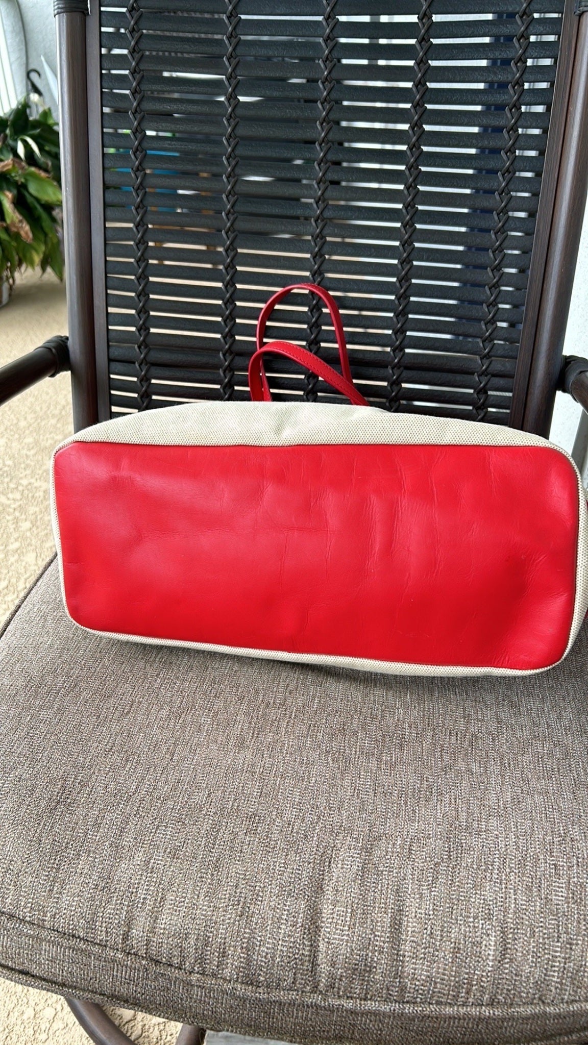 Tory Burch red and cream tote bag