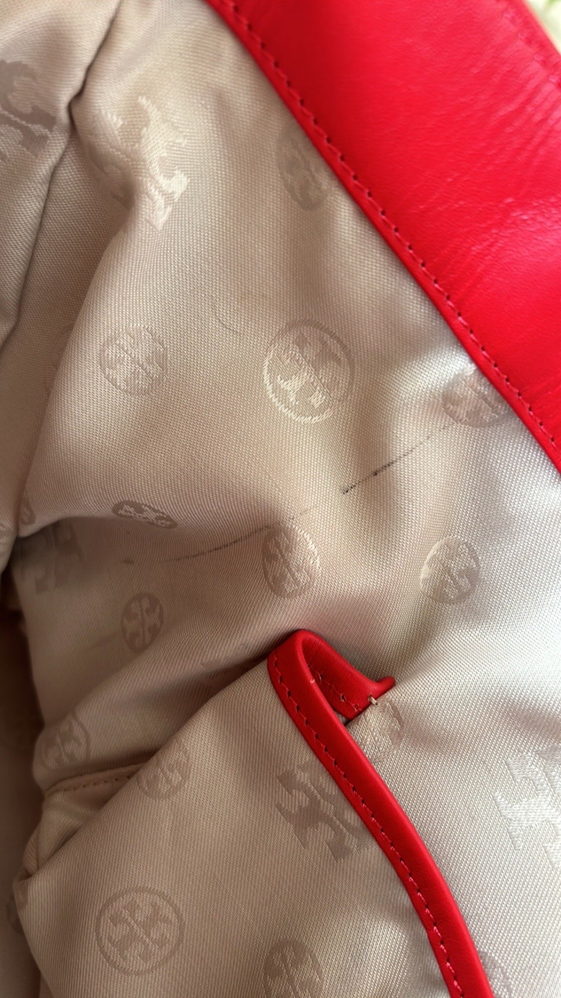 Tory Burch red and cream tote bag