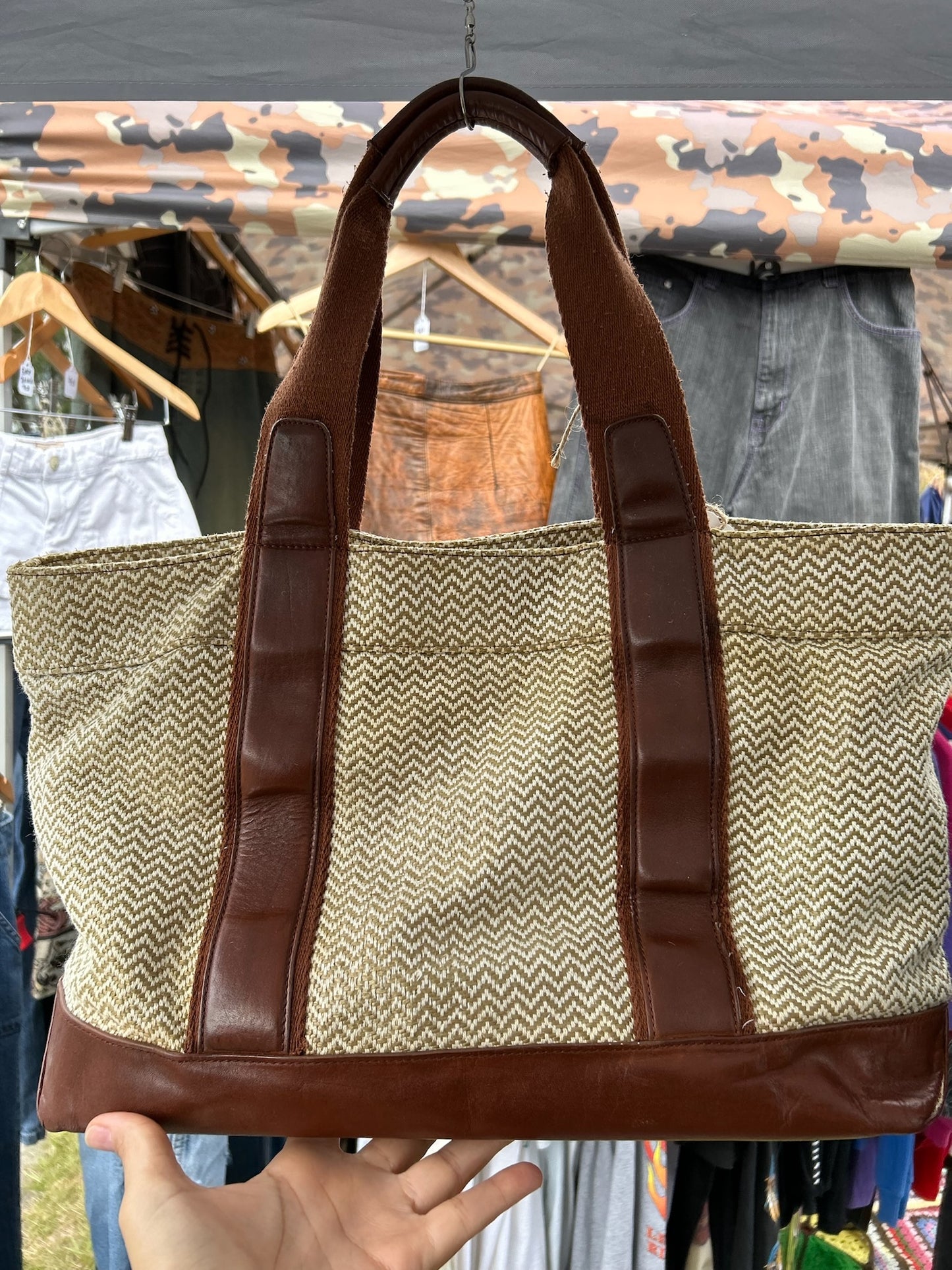 Vintage Tory Burch tan brown tote bag