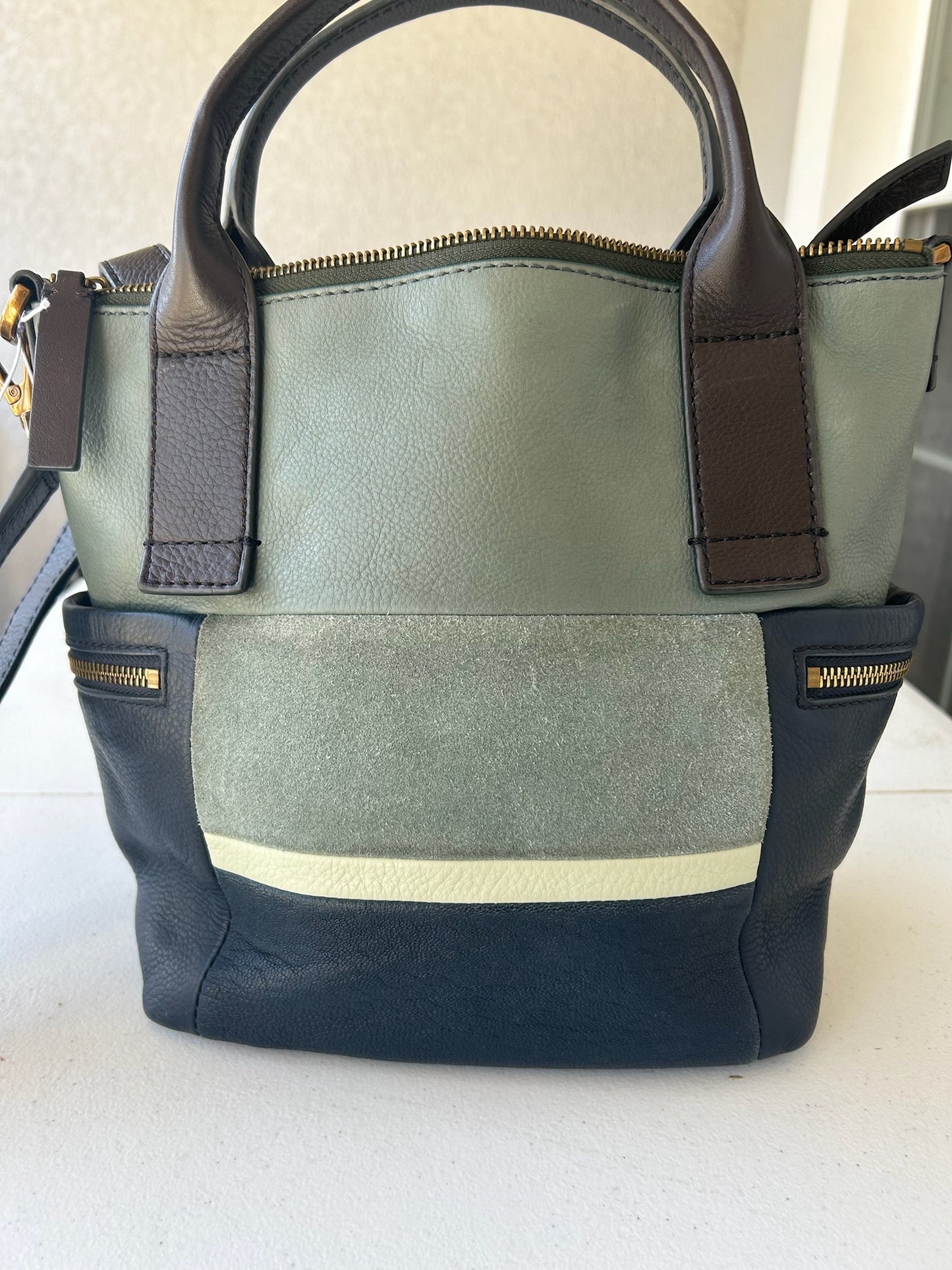 Fossil Emerson small satchel bag green suede