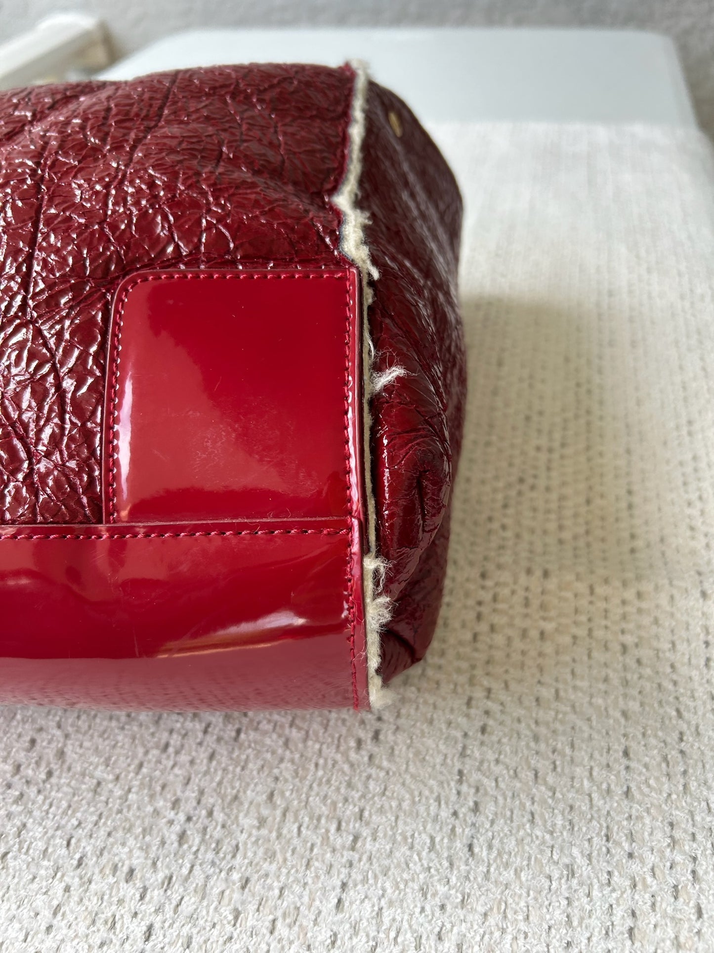 Tory Burch Dark red Patent and Soft Leather Ella Tote