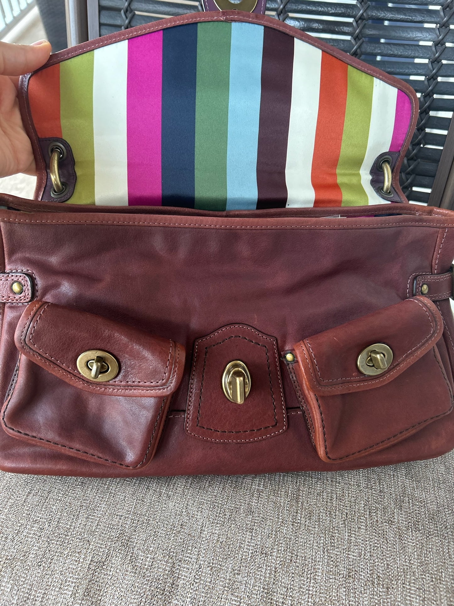 Vintage Coach 11128 Whiskey Leather Legacy Leigh Brass Chain Shoulder Bag