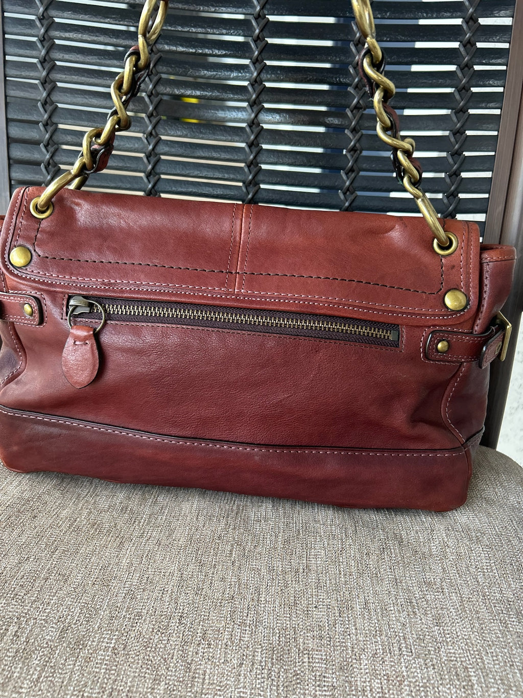 Vintage Coach 11128 Whiskey Leather Legacy Leigh Brass Chain Shoulder Bag