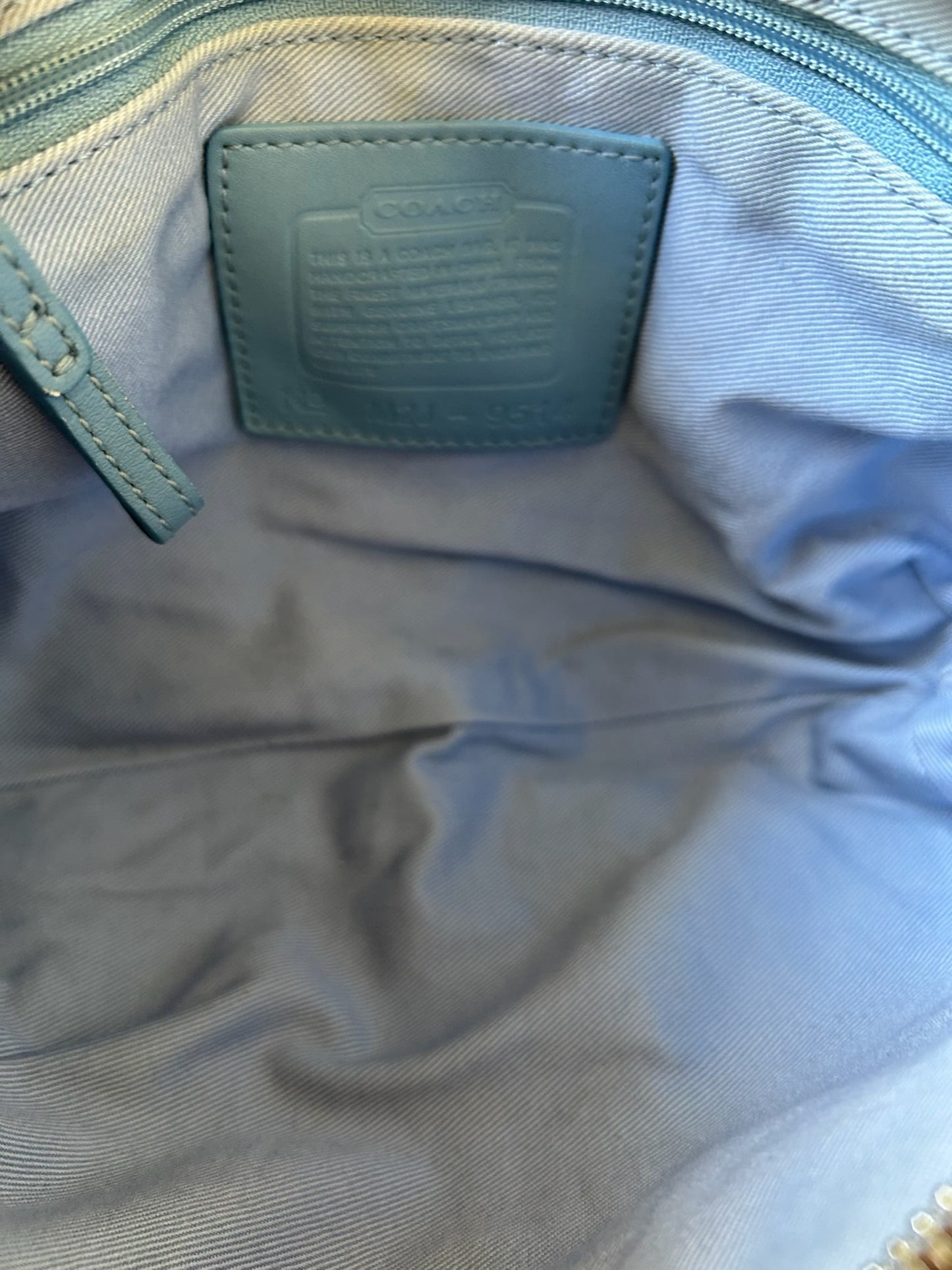 Coach 9514 Striped Leather Trim hobo Bag