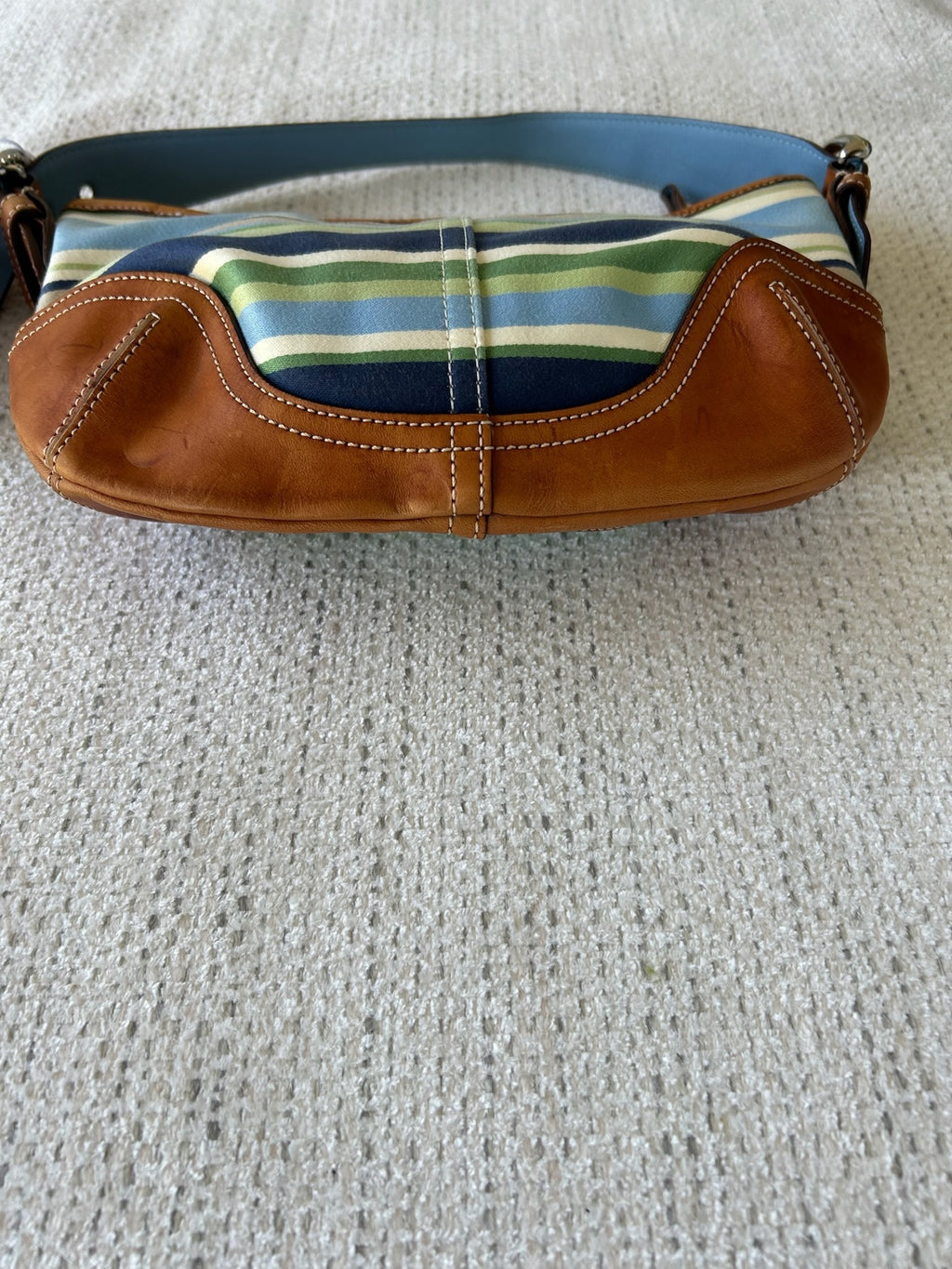 Coach 9514 Striped Leather Trim hobo Bag