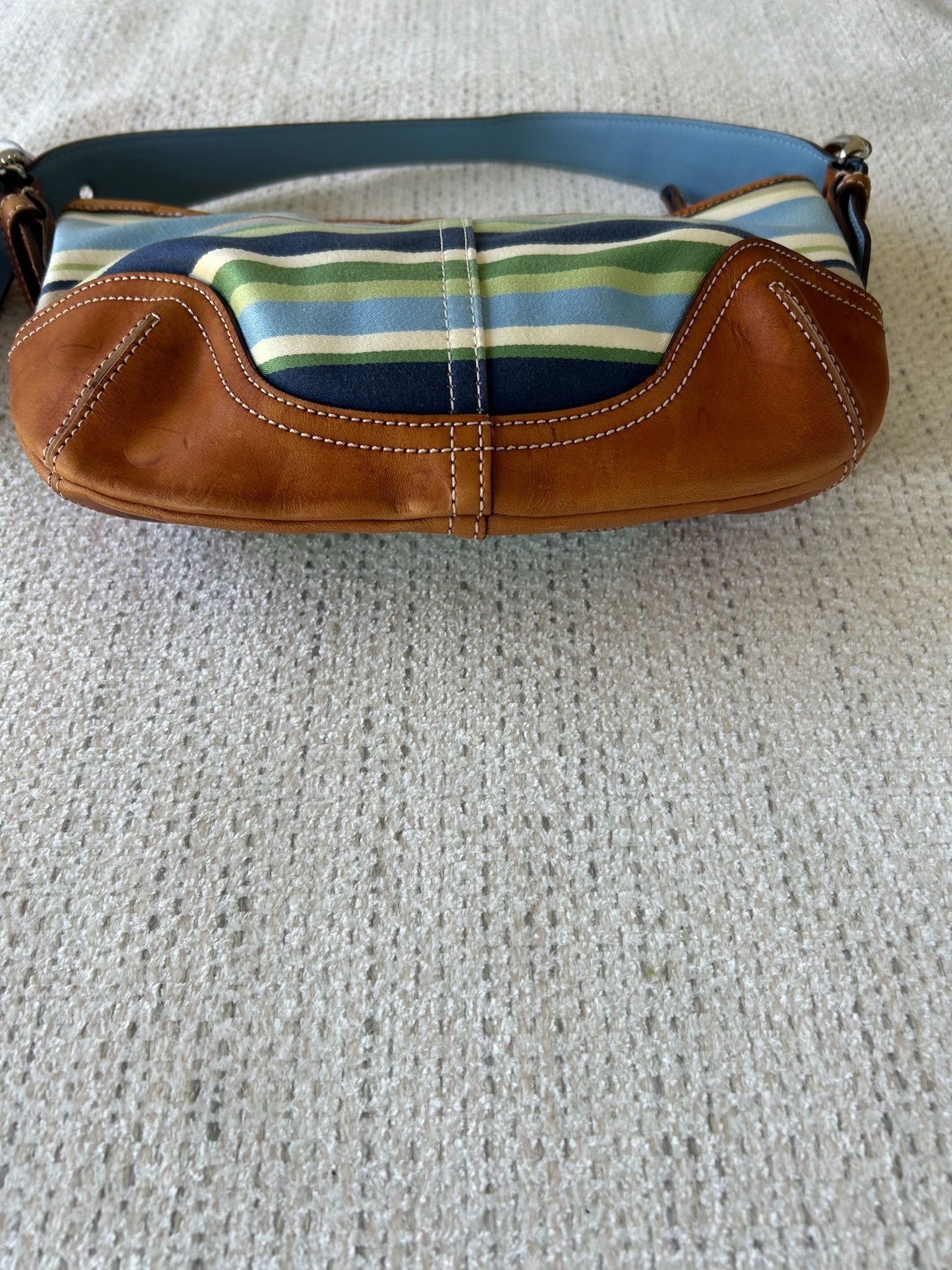 Coach 9514 Striped Leather Trim hobo Bag