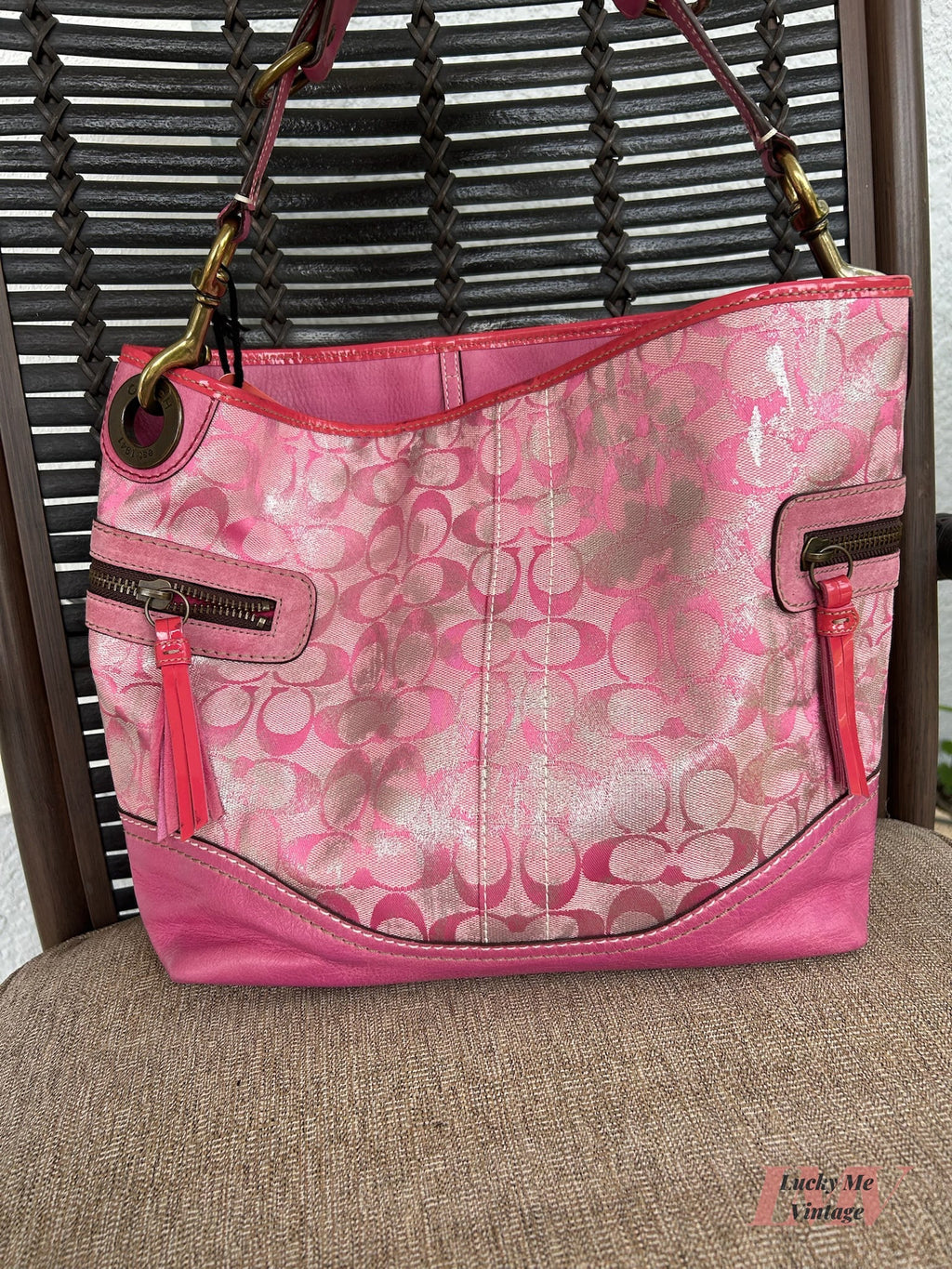 Vintage Coach pink and silver Hobo Bag