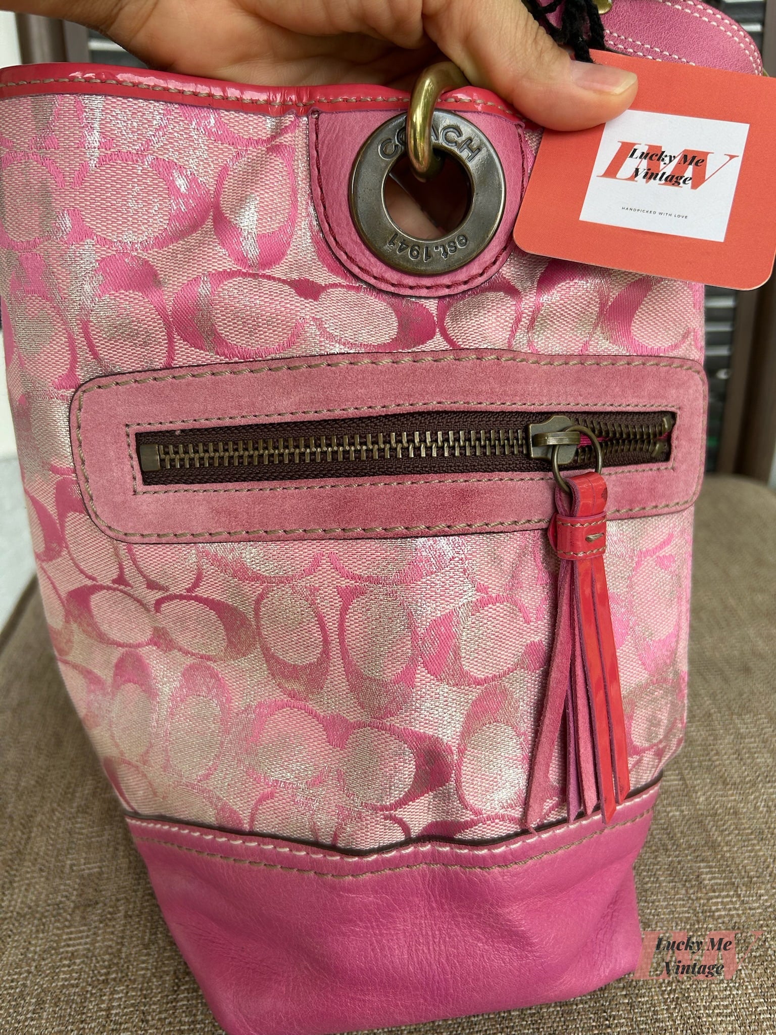 Vintage Coach pink and silver Hobo Bag