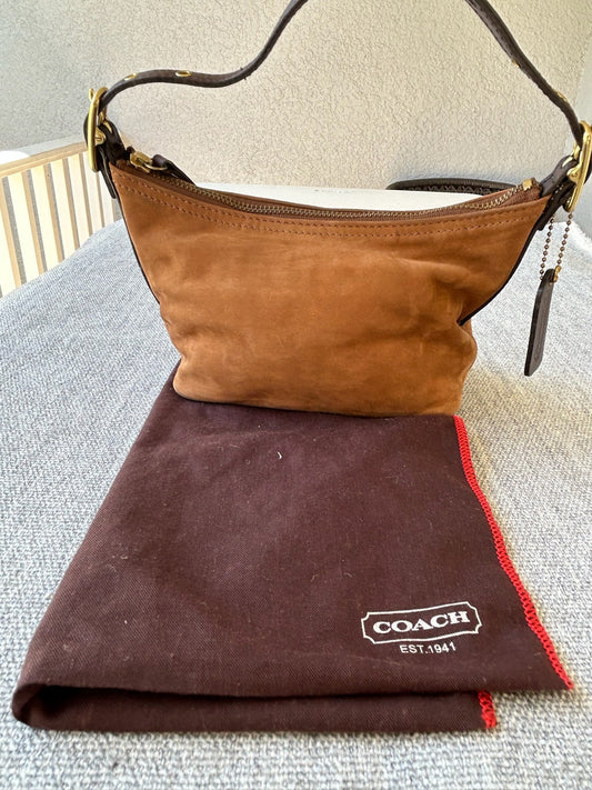 Coach 9841 Brown Suede Shoulder Bag