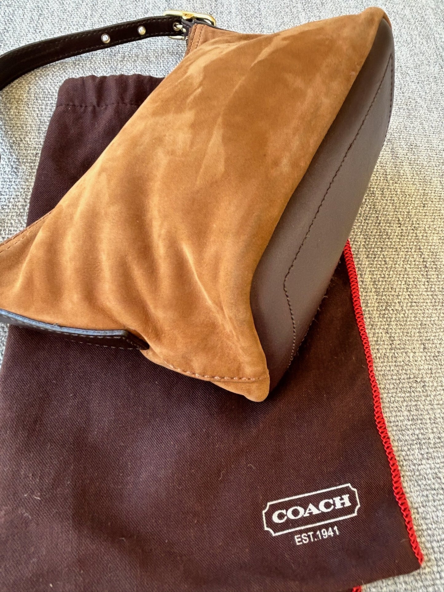 Coach 9841 Brown Suede Shoulder Bag