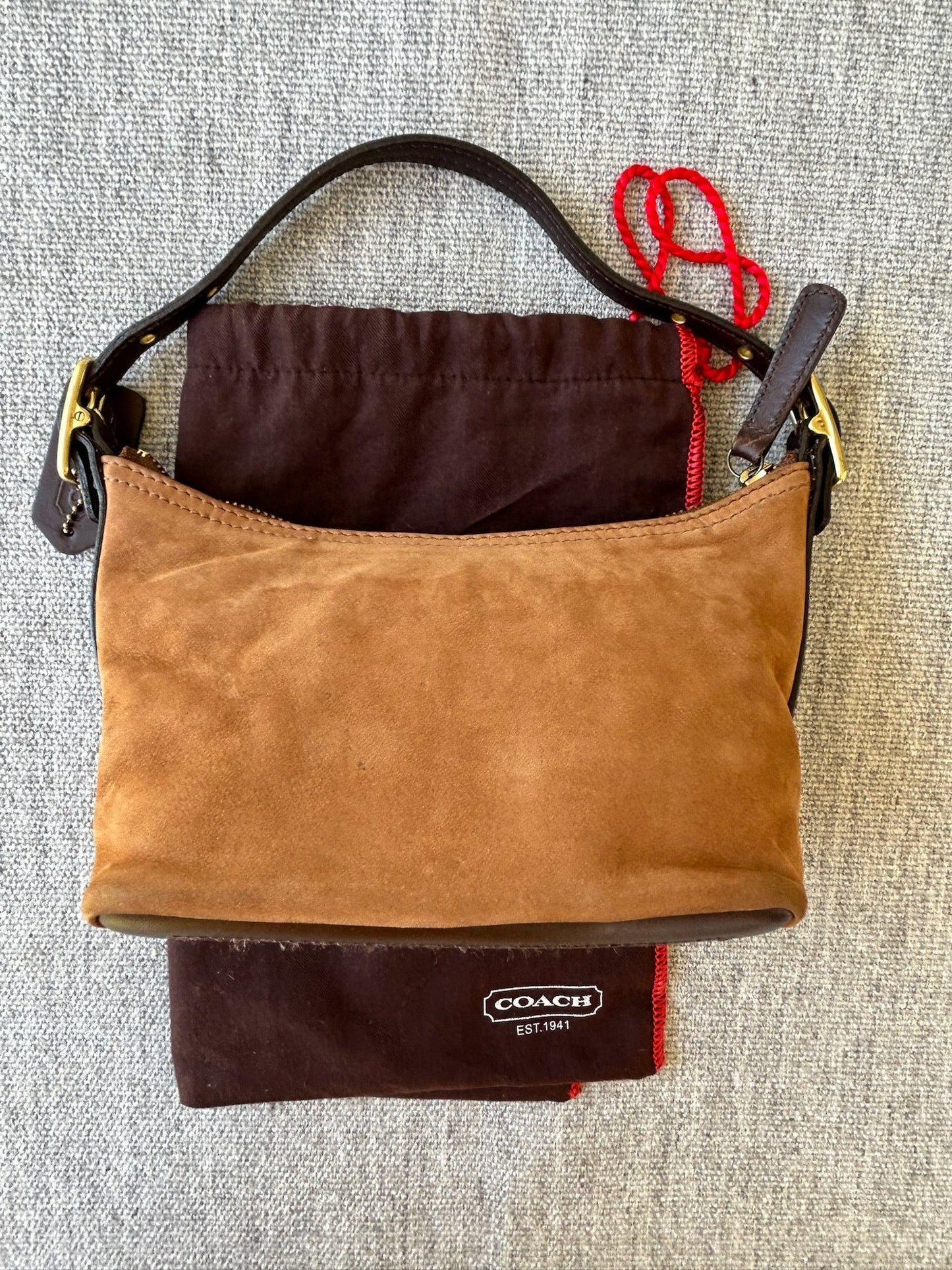 Coach 9841 Brown Suede Shoulder Bag