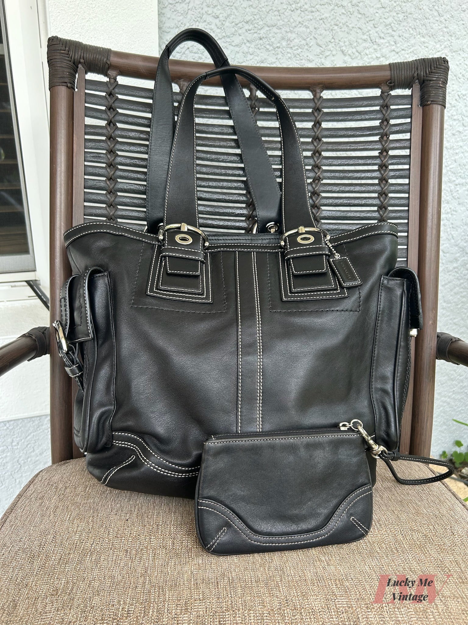 Vintage Coach black Soho Pocket Tote w/ Wristlet