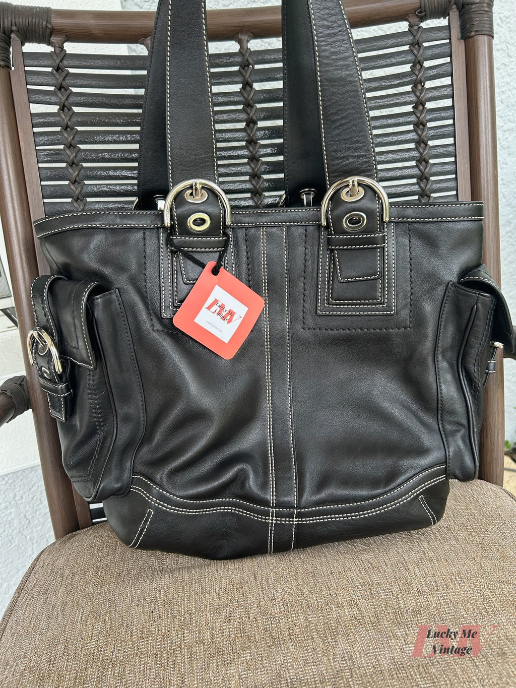 Vintage Coach black Soho Pocket Tote w/ Wristlet