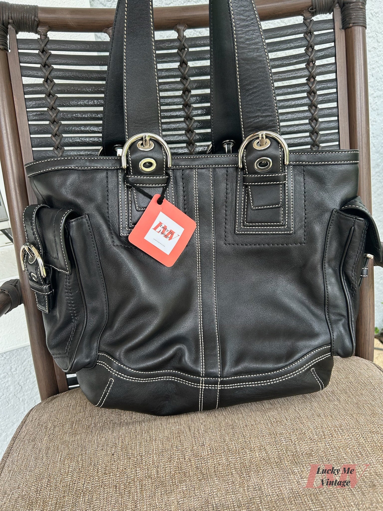 Vintage Coach black Soho Pocket Tote w/ Wristlet