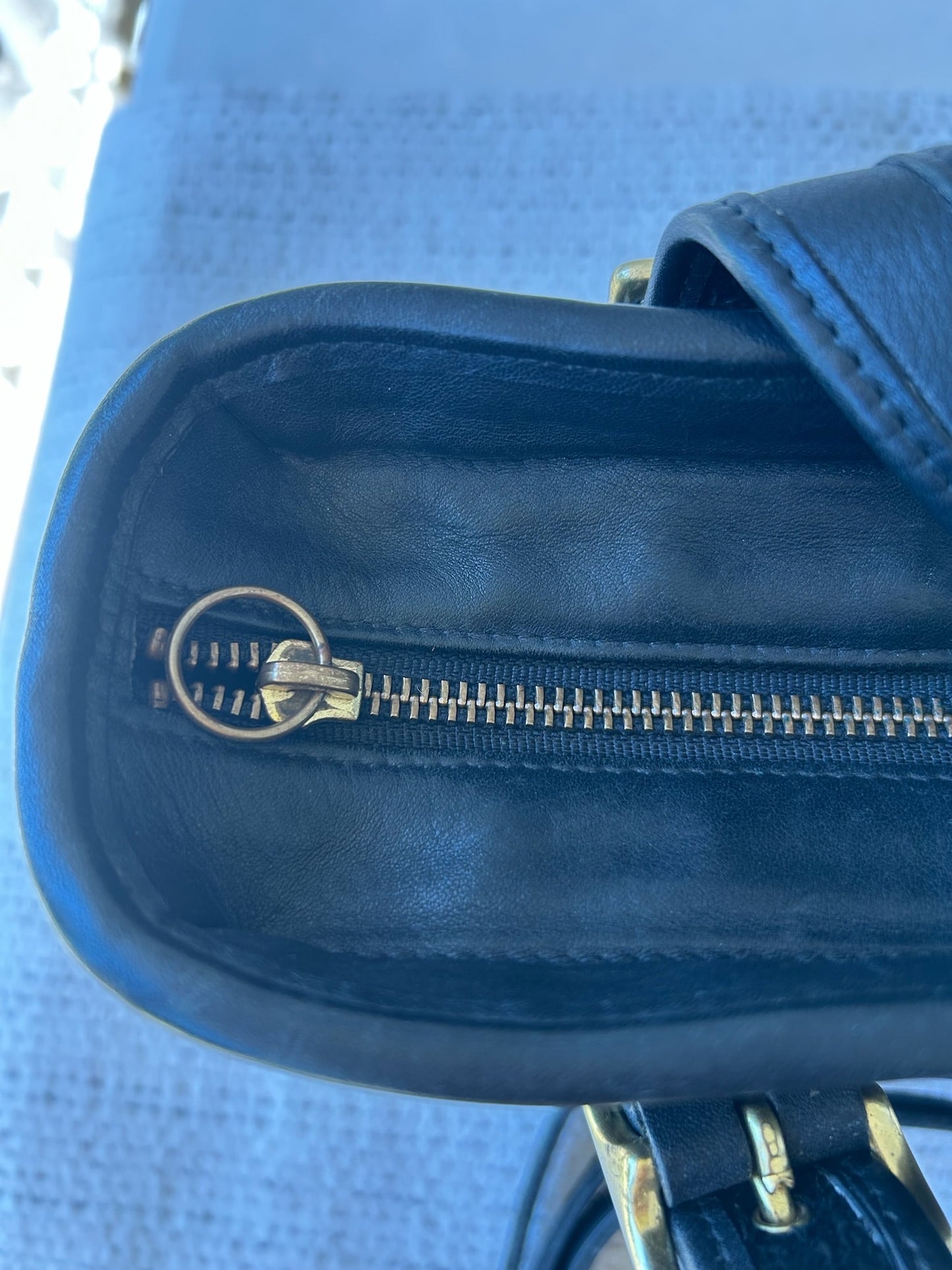 Black Leather Handbag with Gold Accents