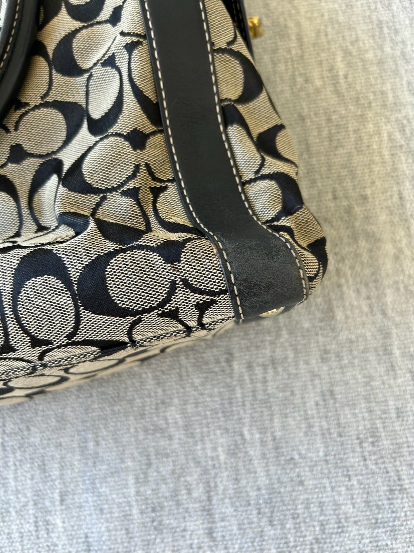 Coach Black and Tan Signature Tote Bag