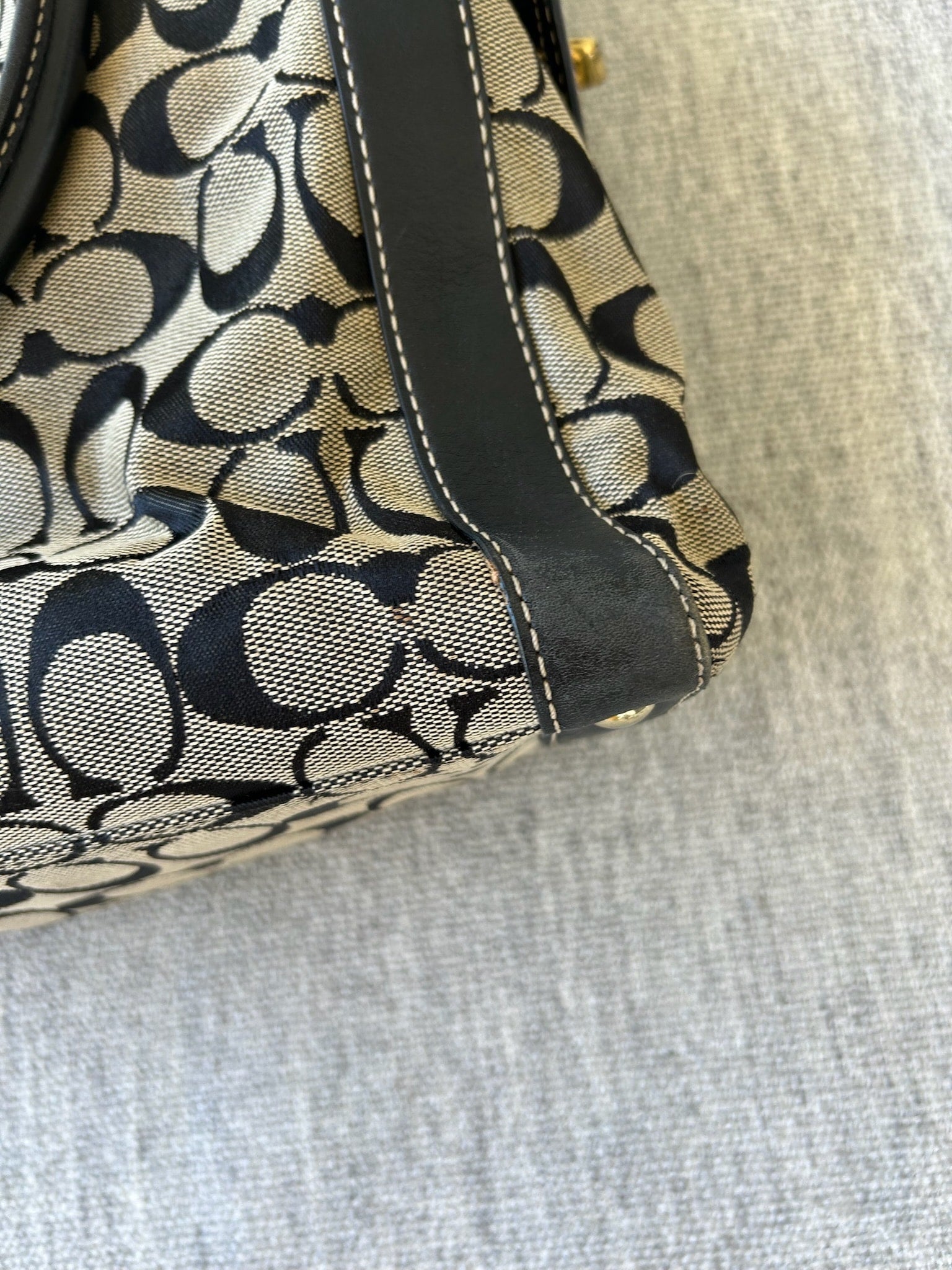 Coach Black and Tan Signature Tote Bag