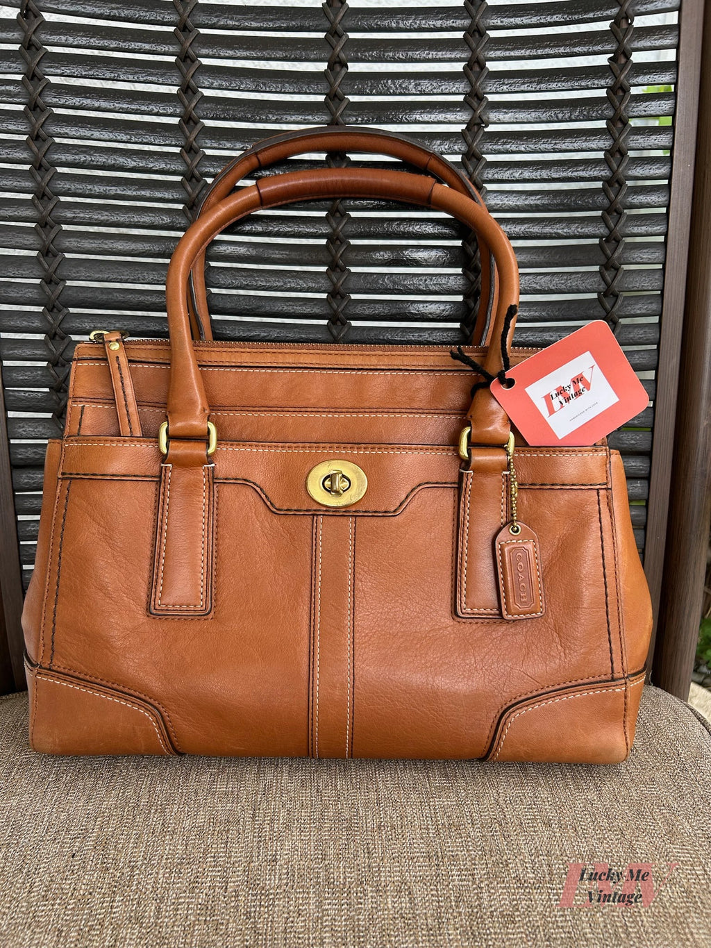Vintage Coach brown Hampton Medium Carryall Bag