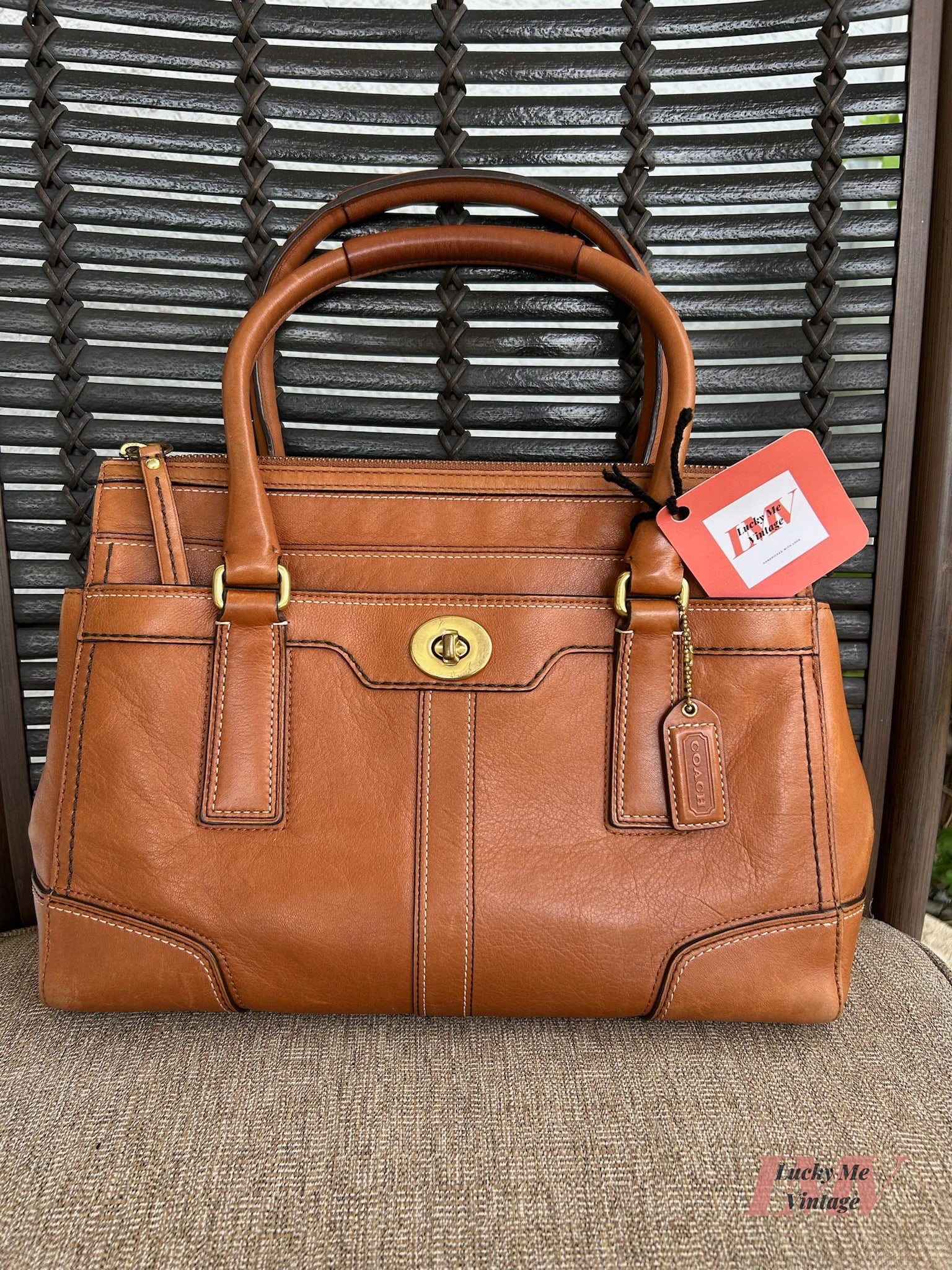 Vintage Coach brown Hampton Medium Carryall Bag