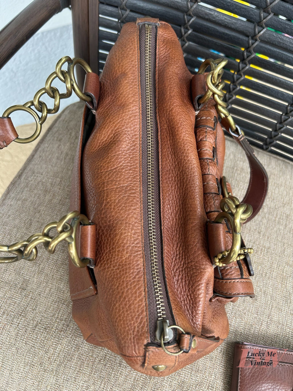 Vintage Coach brown Bleecker Woven Bag w/ brown/lilac Wallet