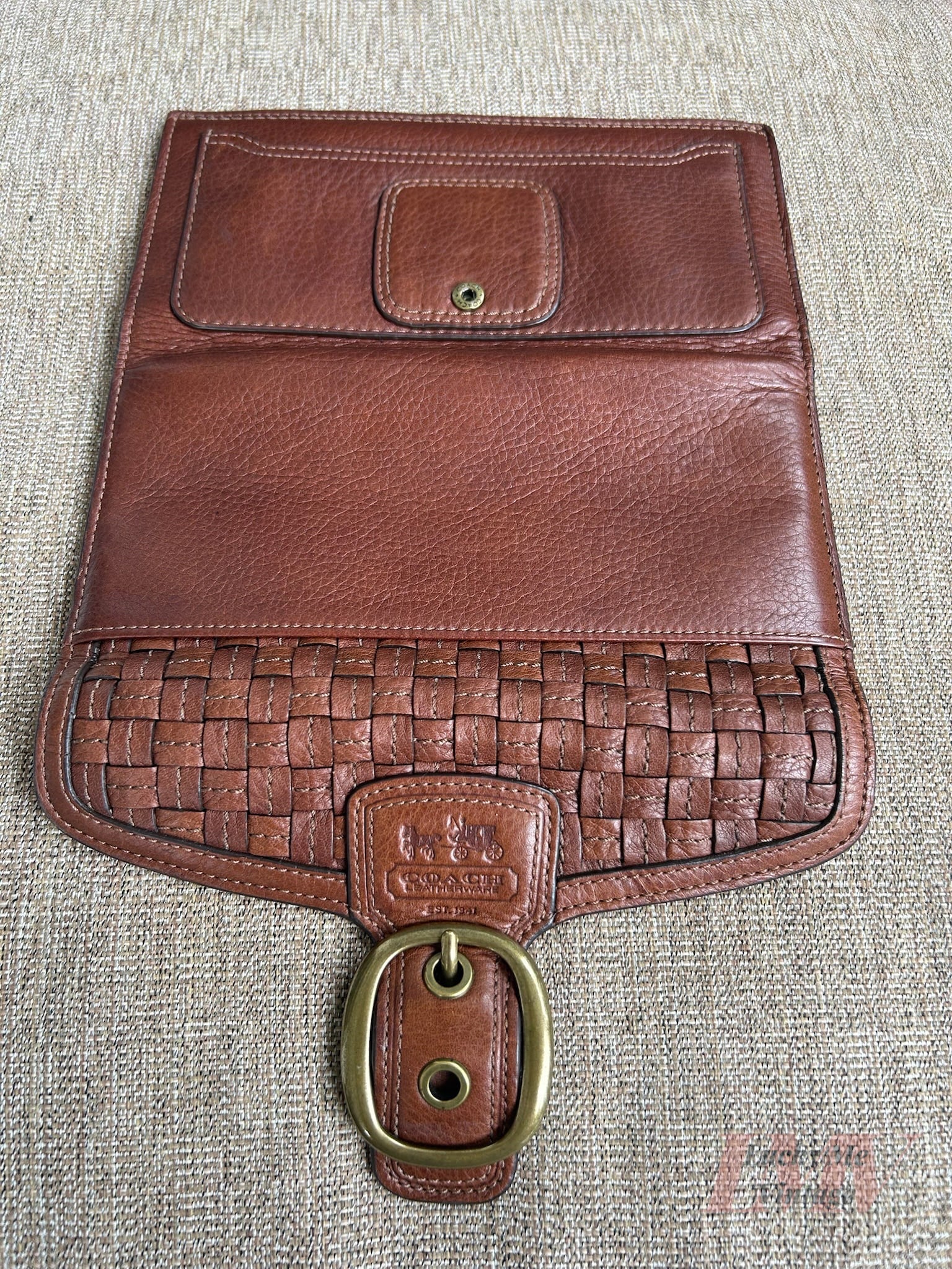 Vintage Coach brown Bleecker Woven Bag w/ brown/lilac Wallet