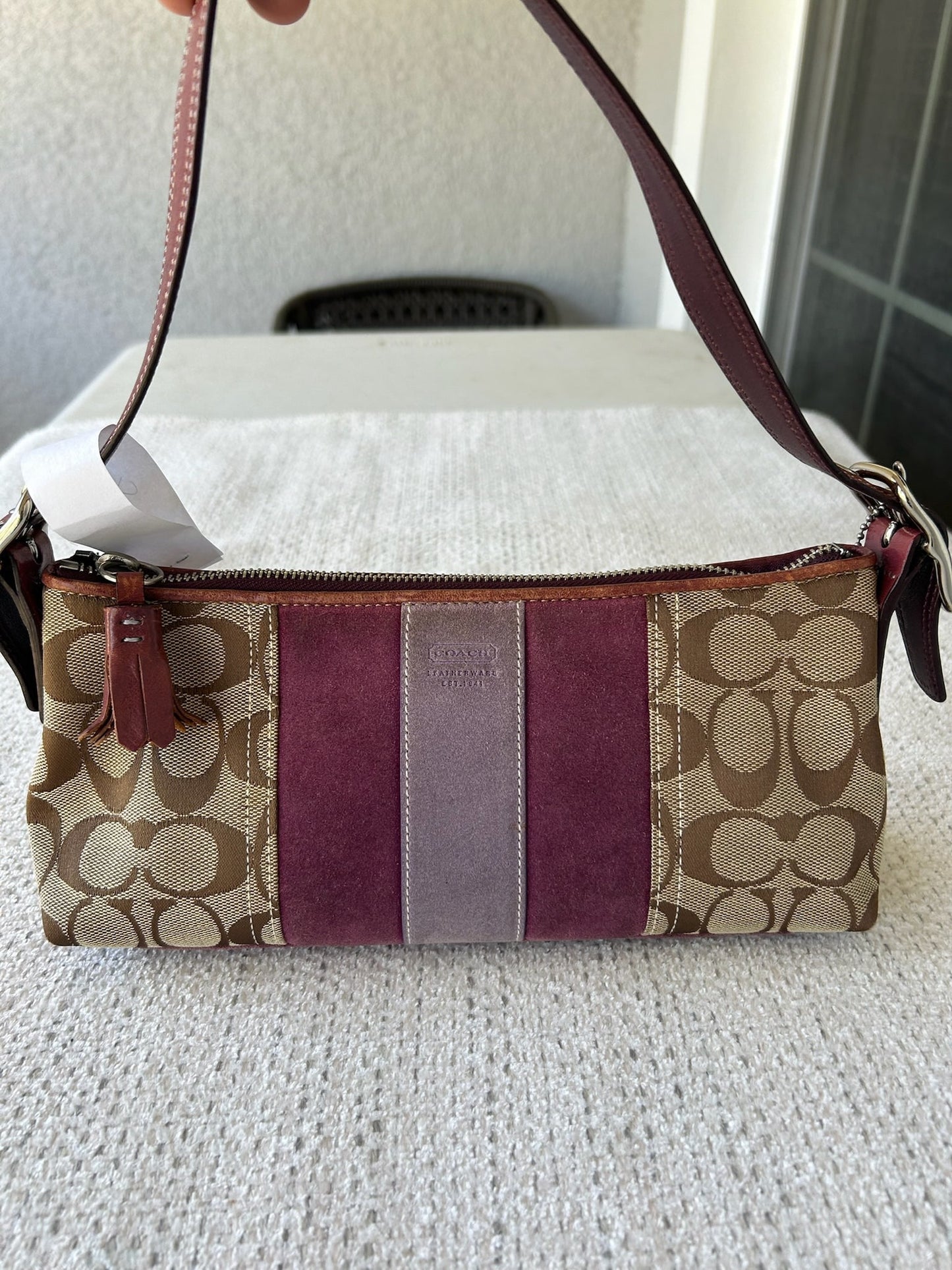 Coach Signature Shoulder Bag - Brown and Purple 8k09