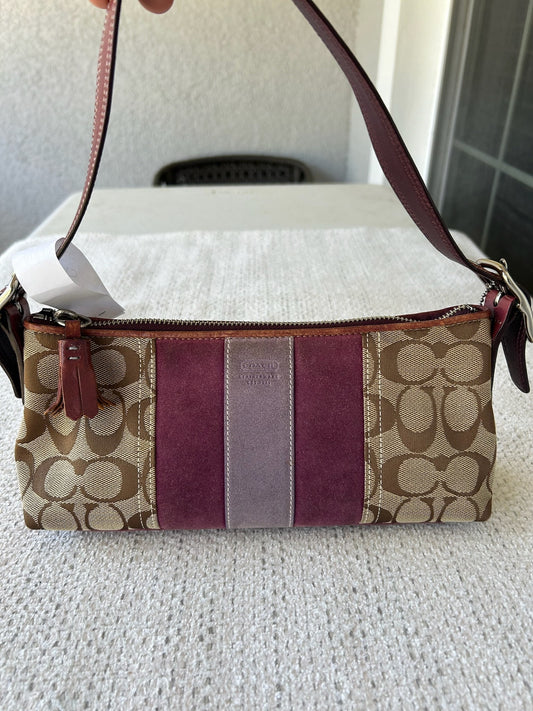Coach Signature Shoulder Bag - Brown and Purple 8k09