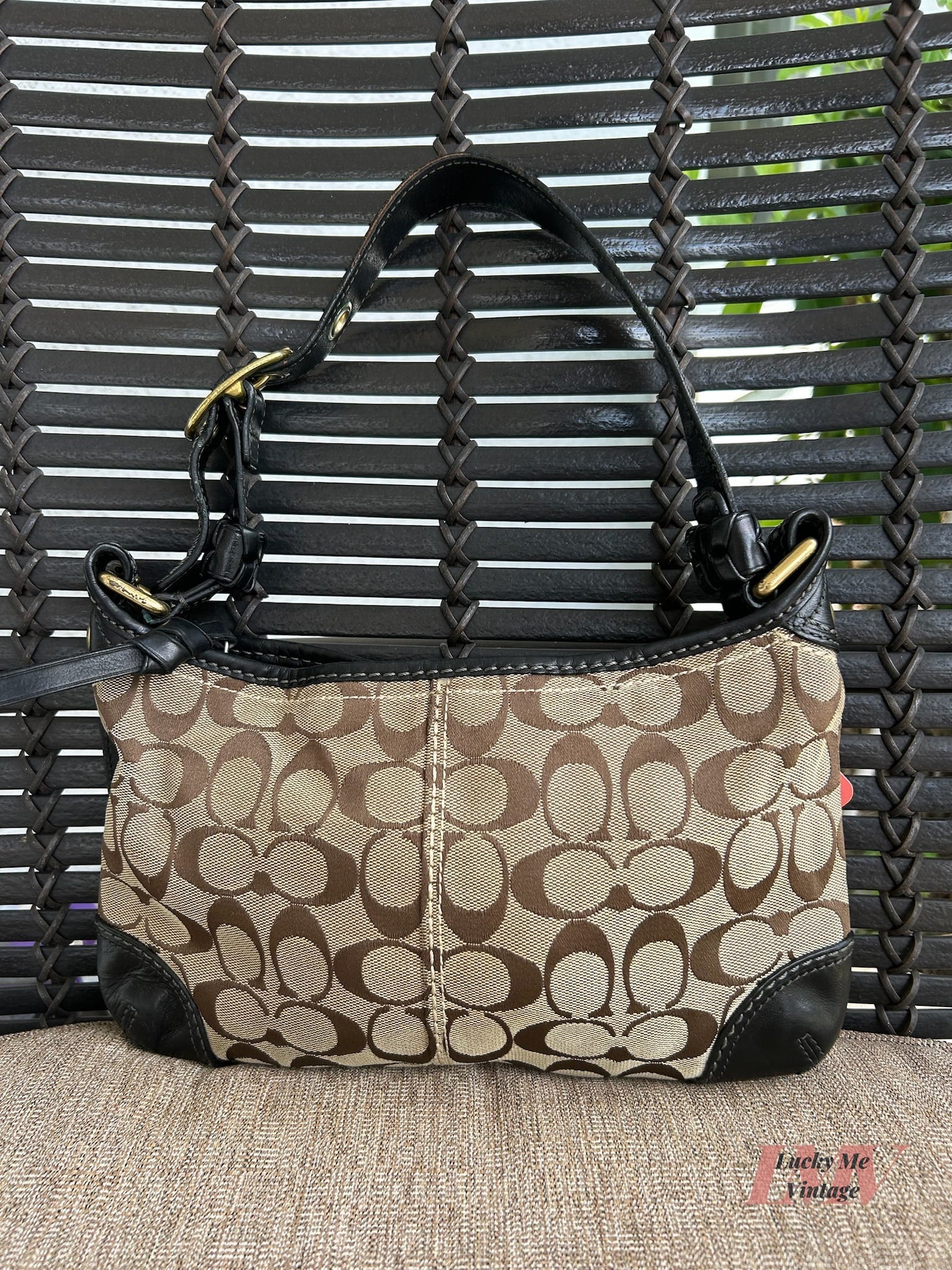 Vintage Coach brown/tan/black Bleecker Signature C Bag
