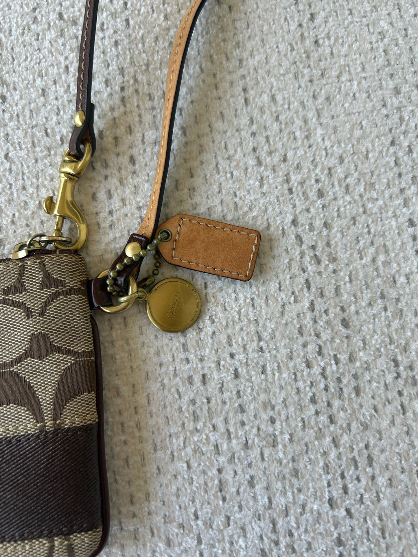 Coach Brown and Tan Wristlet
