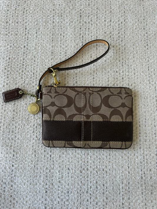 Coach Brown and Tan Wristlet