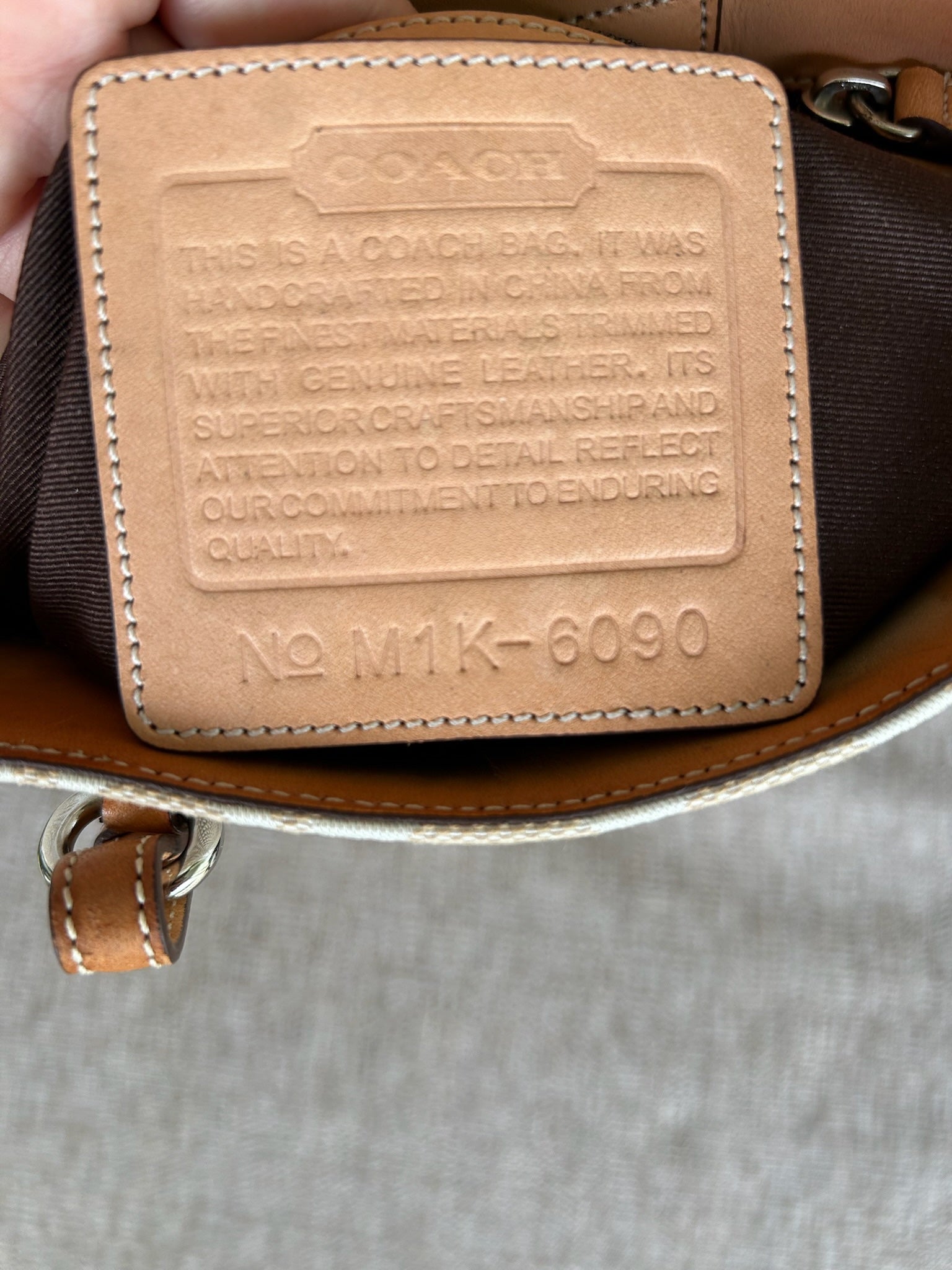 Coach peach and tan CC Signature Tote (style 6090)